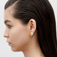 RSNY round diamond cut stud earrings - RSNY R2168B 铜镀金/银耳针 约20*20*7mm 钻石型设计元素/几何感切面造型/镜面级精工抛光/纯银高品质耳针