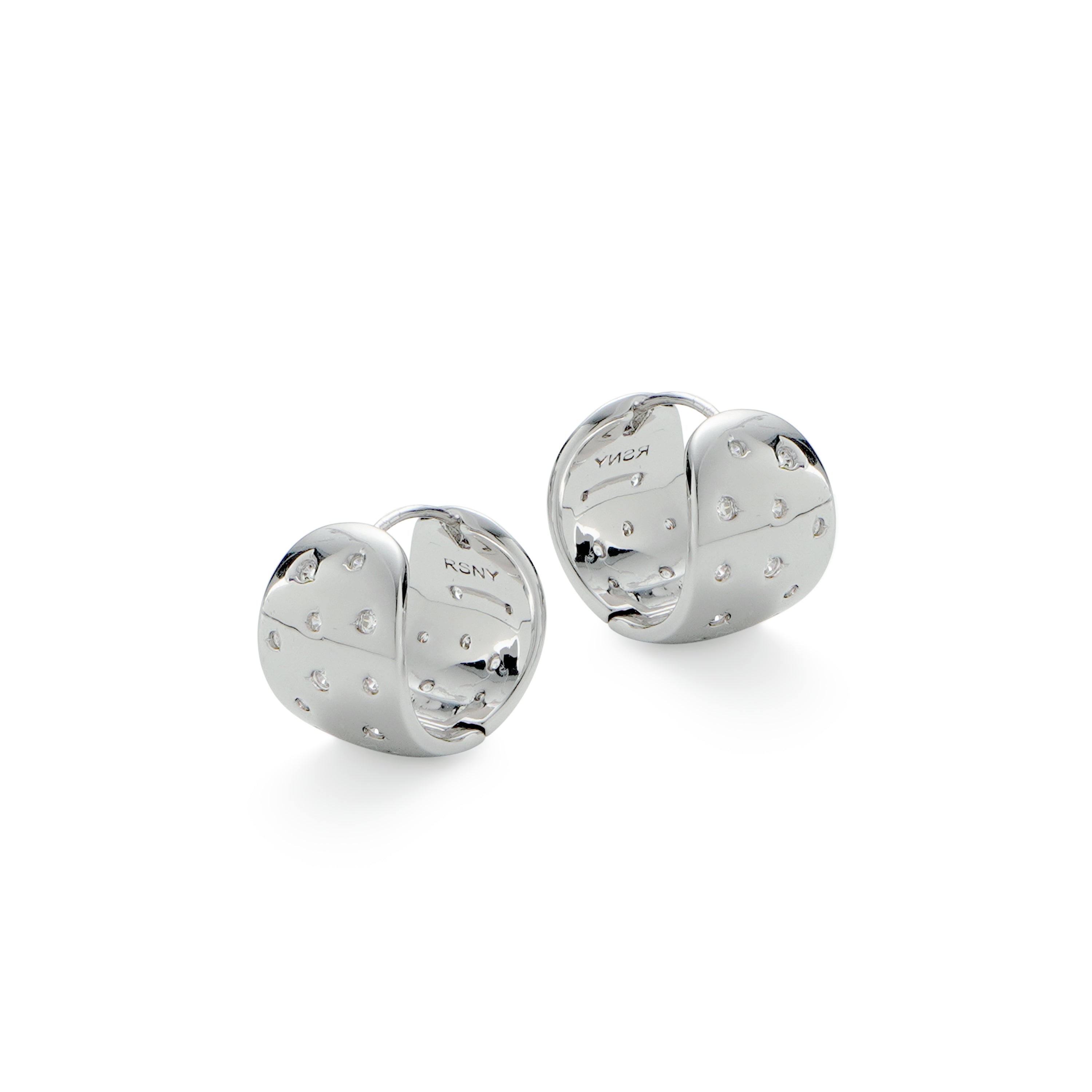 RSNY Geometric Earrings - RSNY R2130A 铜镀铑/银耳针 约11*13*15mm 钻石型设计元素/通勤款几何造型/精致感细节处理/纯手工镶嵌技艺