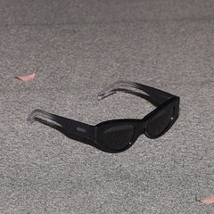 RSNY Dazzling SOFT Cat Eye Sunglasses - RSNY ·MJ0011A · Plate/nylon lenses · Frame width 145.7mm/temple length 145mm · Lens width 50mm/height 36.5mm · Unisex triangle cat glasses frame design/0 touch metal logo/widened temple is more comfortable to wear/black transparent color gradient effect temple