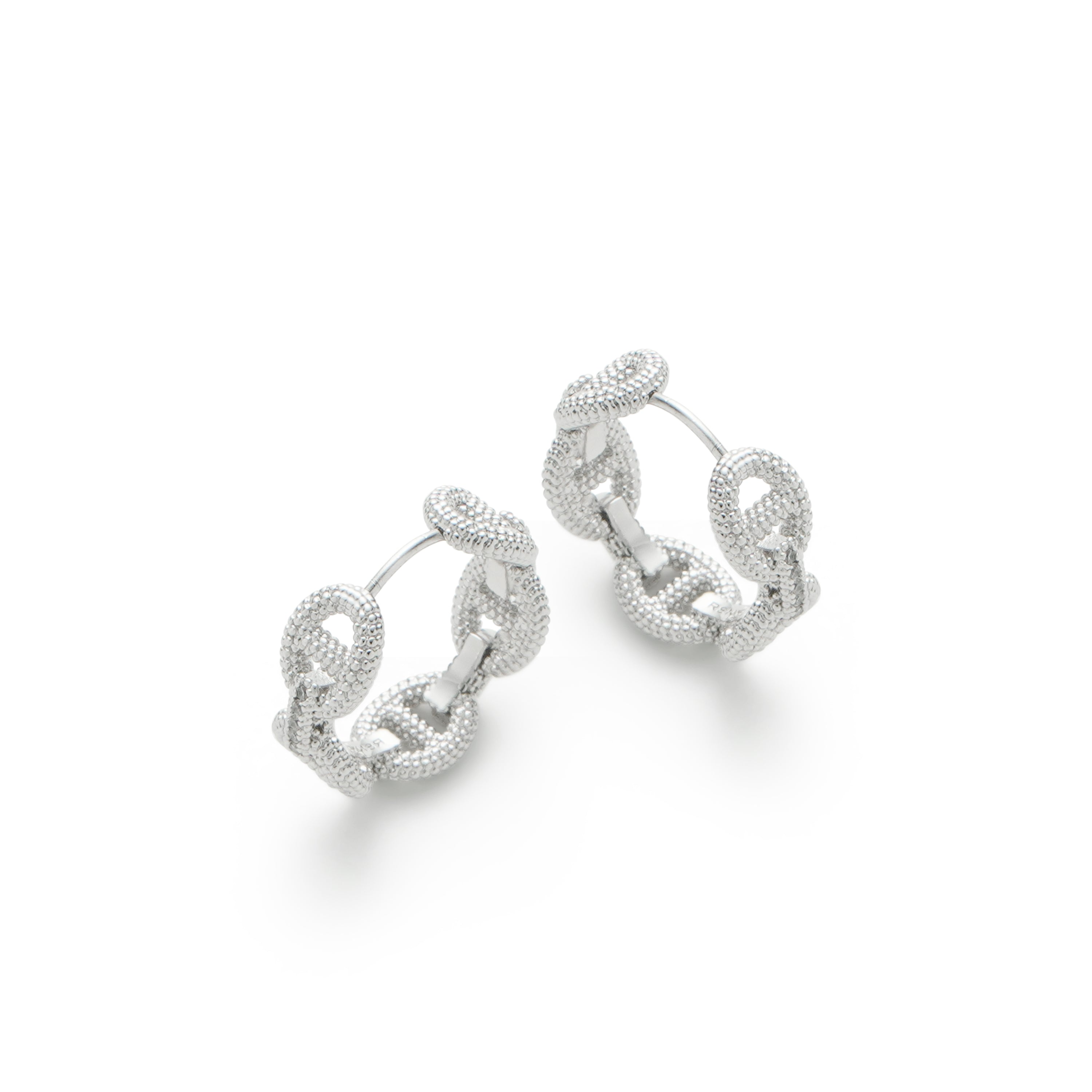 RSNY Geometric Textured Earrings - RSNY R2177A 铜镀铑/银耳针 约7*20*20mm 钻石纹设计元素/几何感切面造型/纯银高品质耳针/精巧感开合设计