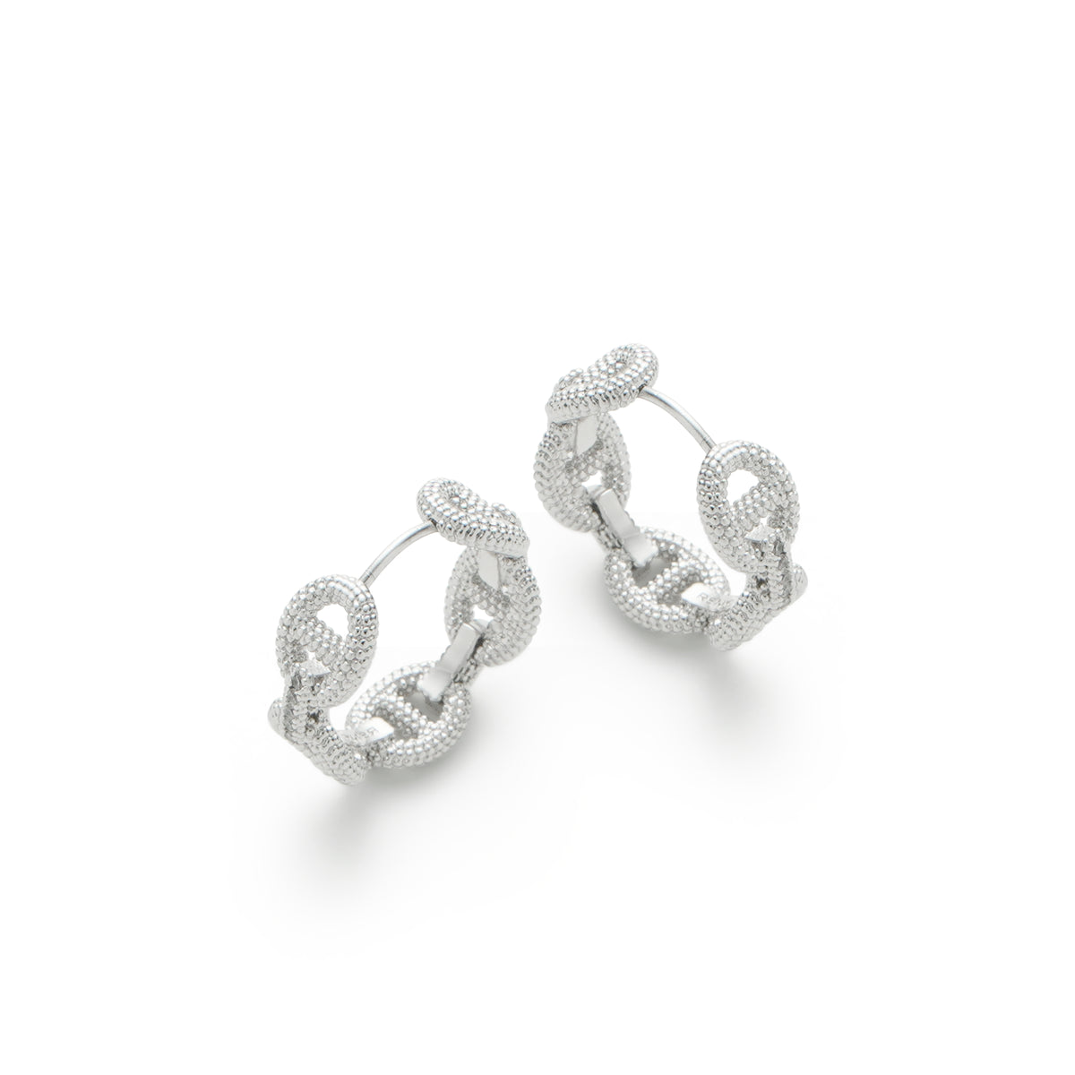 RSNY Geometric Textured Earrings - RSNY R2177A 铜镀铑/银耳针 约7*20*20mm 钻石纹设计元素/几何感切面造型/纯银高品质耳针/精巧感开合设计