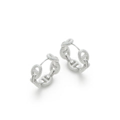 RSNY Geometric Textured Earrings - RSNY R2177A 铜镀铑/银耳针 约7*20*20mm 钻石纹设计元素/几何感切面造型/纯银高品质耳针/精巧感开合设计