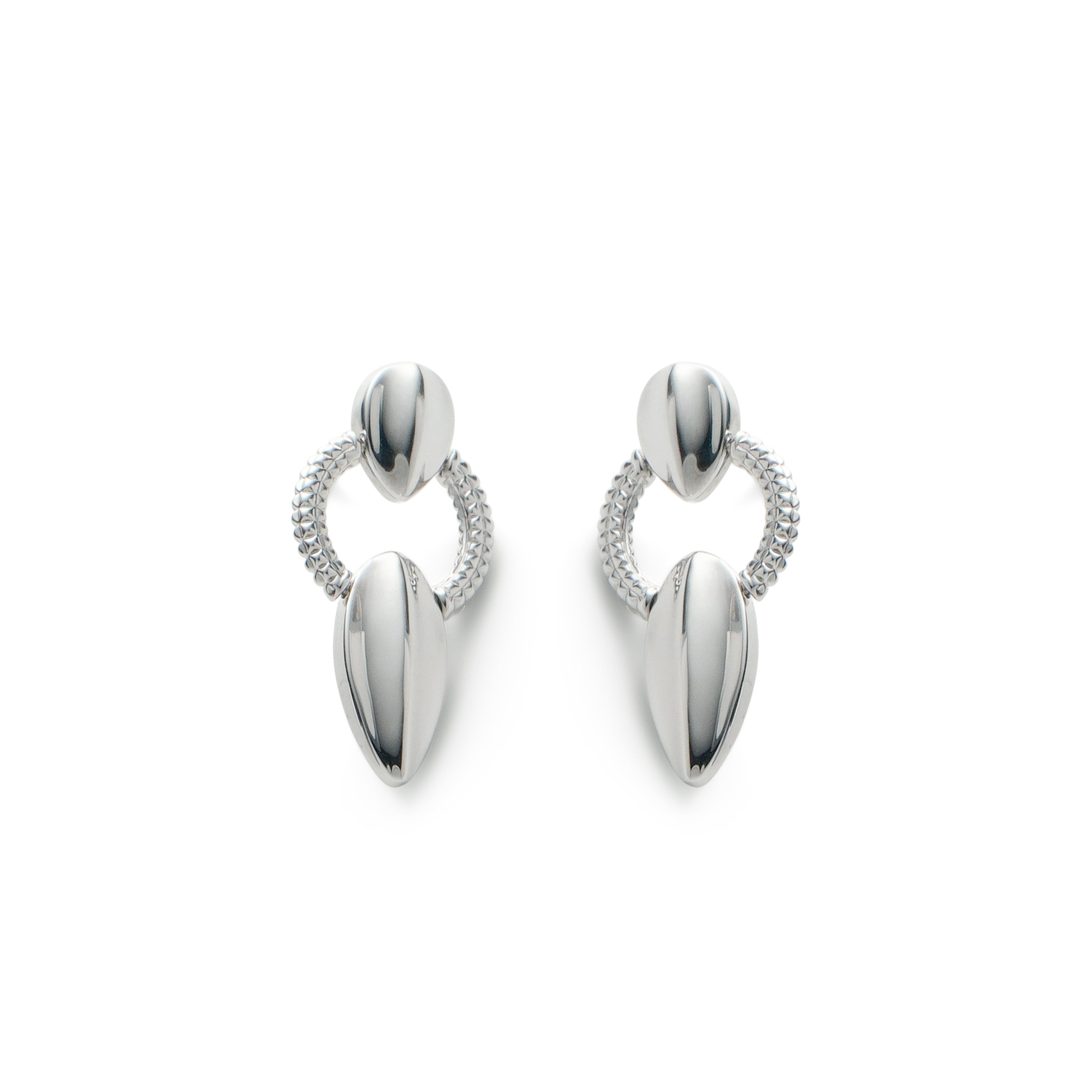 RSNY Roman Styling Earrings - RSNY R2129A 铜镀铑/银耳针 约15*29*5mm 立体感几何设计/纯手工精雕工艺/镜面级精工抛光/纯银高品质耳针