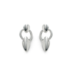 RSNY Roman Styling Earrings - RSNY R2129A 铜镀铑/银耳针 约15*29*5mm 立体感几何设计/纯手工精雕工艺/镜面级精工抛光/纯银高品质耳针