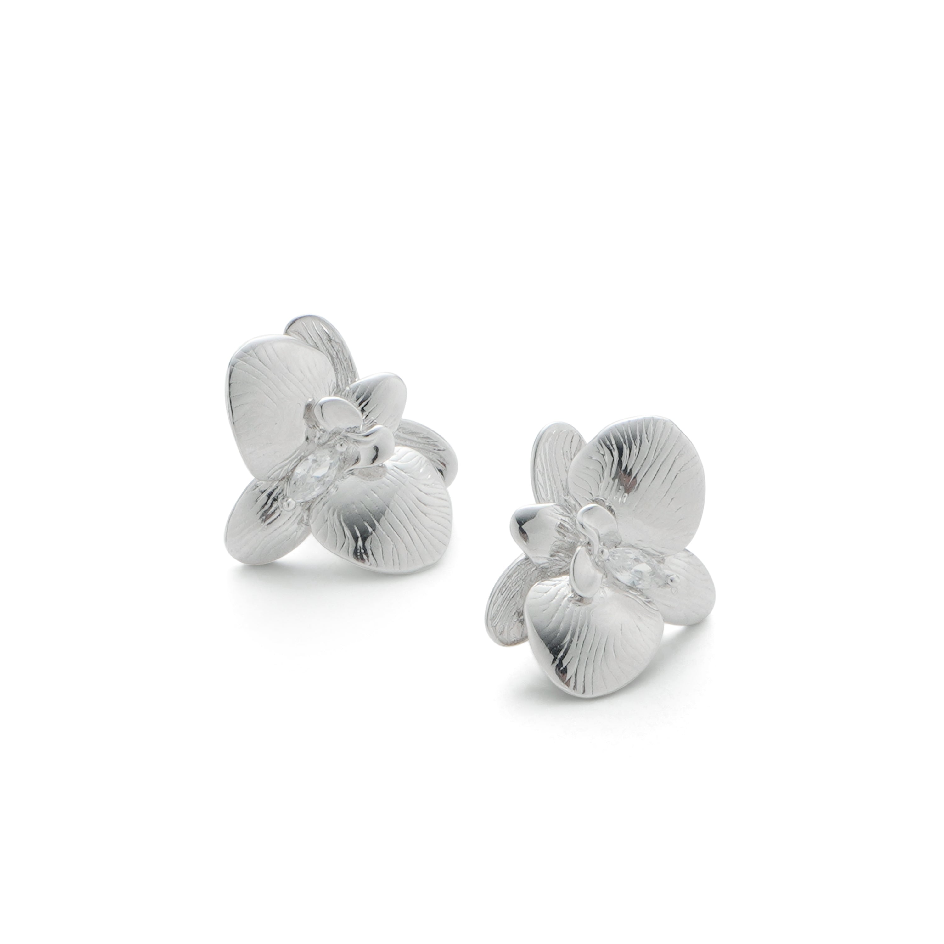 RSNY orchid stud earrings - RSNY R2114A 铜镀铑/银耳针 约20*17*7mm 优雅感花朵元素/时尚感几何造型/纯银高品质耳针/纯手工精雕工艺