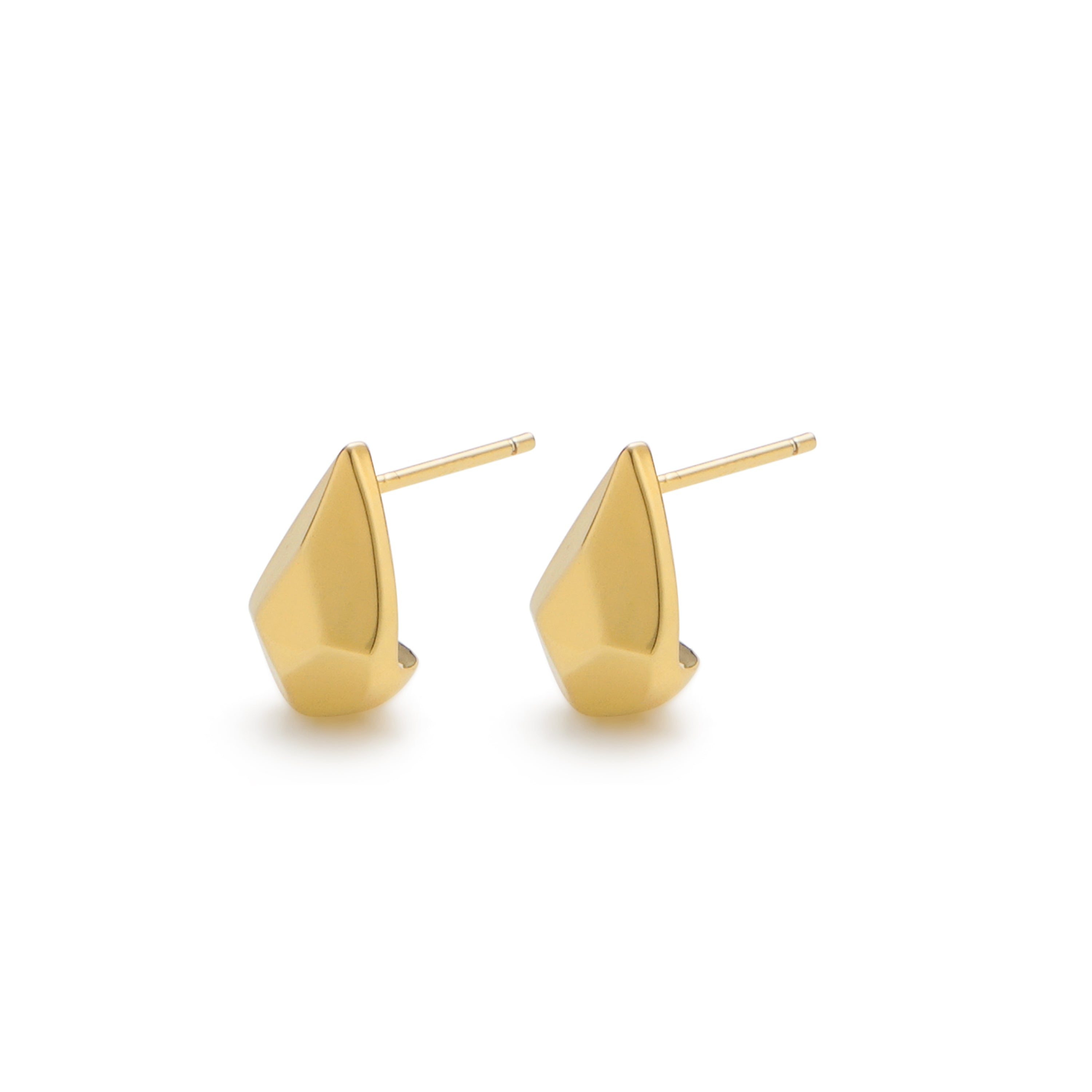RSNY water drop diamond stud earrings - RSNY R2075B 铜镀金/银耳针约8*12*7mm 几何感切面造型/镜面级精工抛光/精致感细节处理//纯银高品质耳针