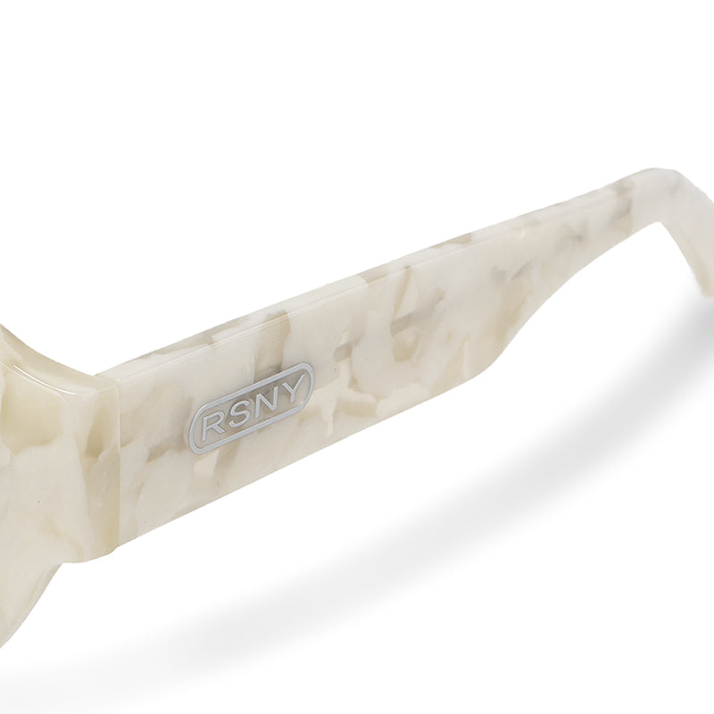 RSNY UN Retro Oval Sunglasses - RSNY ·MJ0007D · Plate/nylon lenses · Frame width 148.5mm/temple length 147mm · Lens width 53mm/height 38.2mm · Unisex retro oval shape design/0 touch metal logo/widened temple is more comfortable to wear/customized white retro texture plate