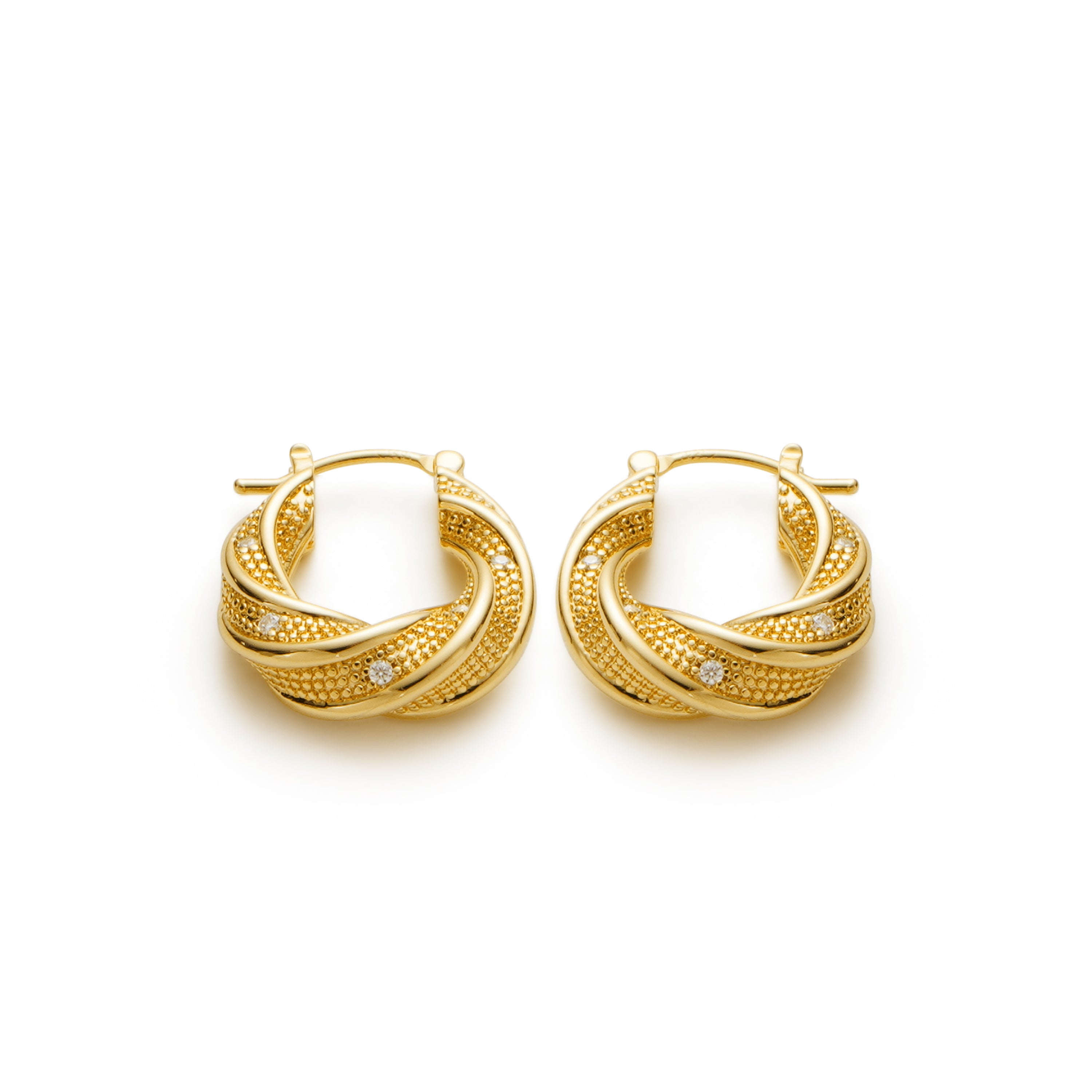 RSNY geometric abstract earrings - RSNY R2187B 铜镀金/银耳针 约20*20*8mm 几何缠绕感元素/交错环几何造型/纯手工精雕工艺/微厚重精巧质感