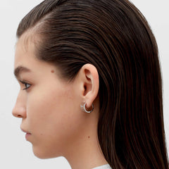 RSNY Diamond Textured Earrings - RSNY R2111A 铜镀铑/银耳针 约12*15*15mm 时尚感几何造型/镜面级精工抛光/精致感细节处理/钻石级精巧切面