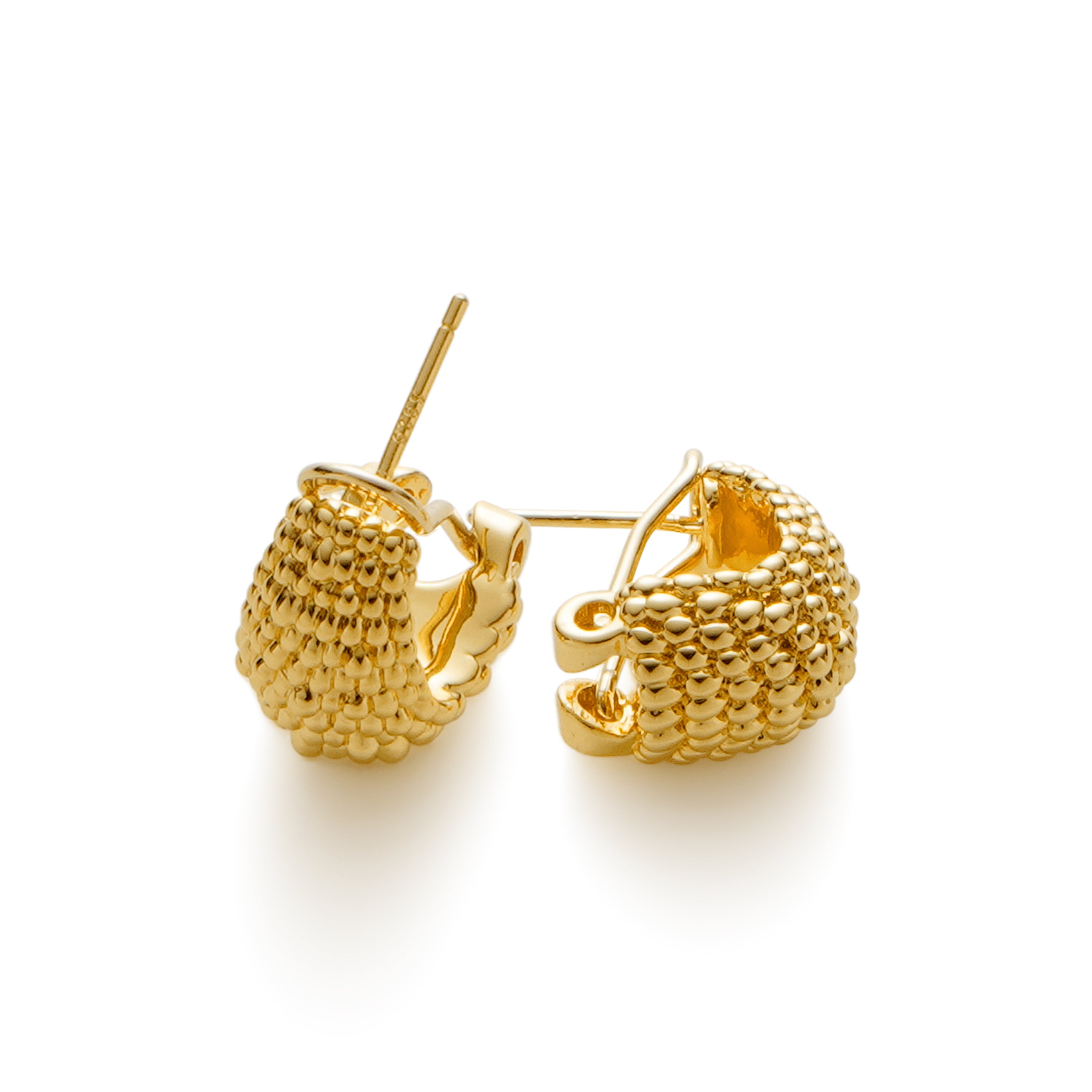 RSNY Roman style earrings - RSNY R2136B 铜镀金/银耳针 约10*17*14mm 钻石纹设计元素/时尚感几何造型/轻量化品牌工艺/高韧性弹簧耳扣