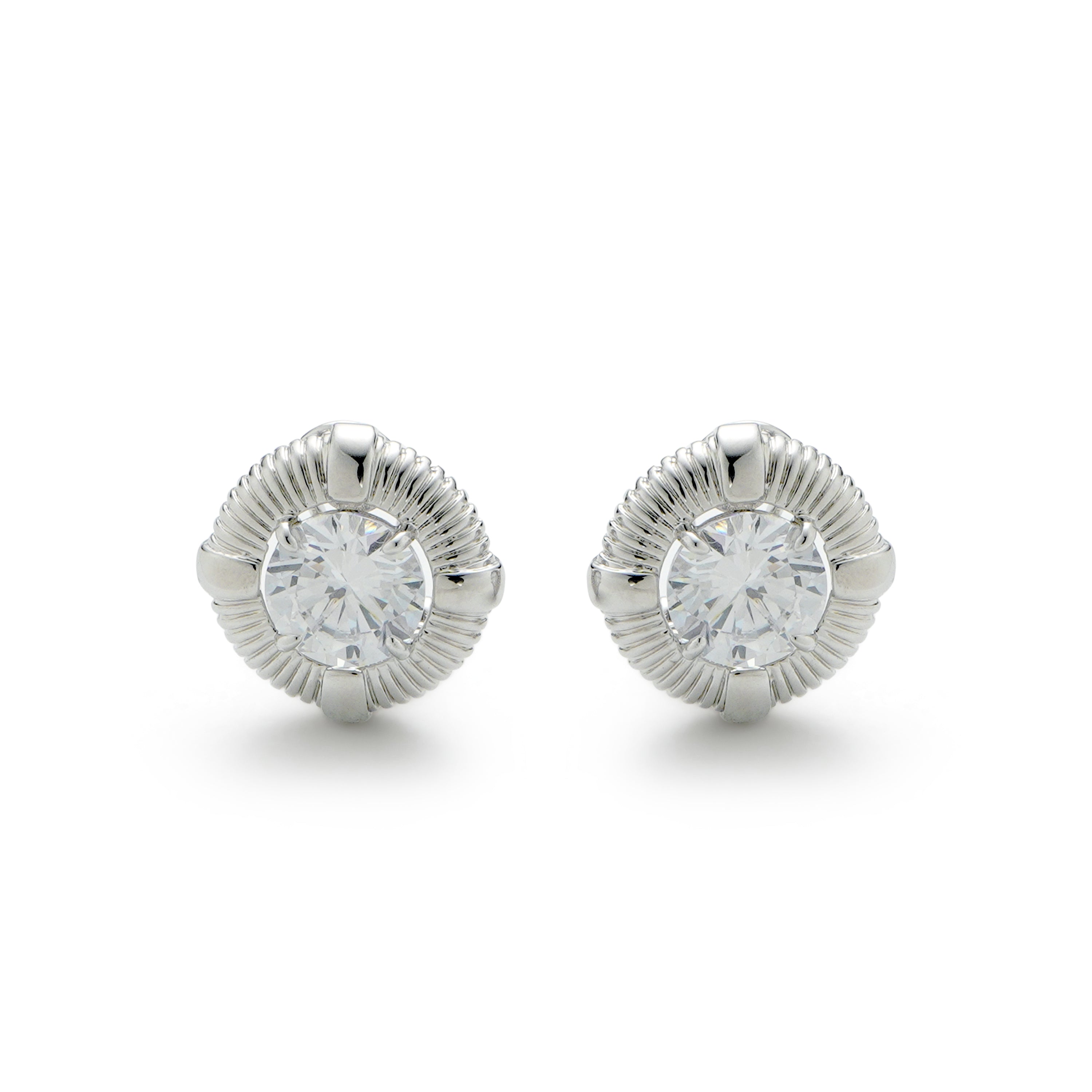 RSNY Roman Styling Earrings - RSNY R2118A 铜镀铑/银耳针 约18*18*7mm 时尚绕圈纹设计/时尚感几何造型/精选优质仿钻石/高韧性弹簧耳扣