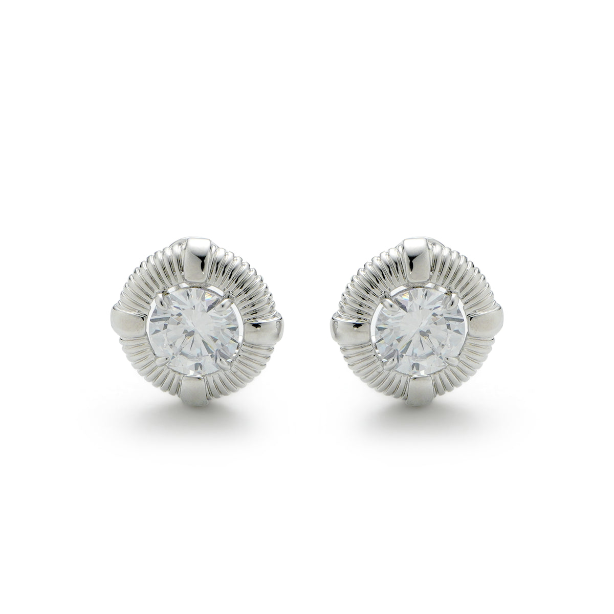 RSNY Roman Styling Earrings - RSNY R2118A 铜镀铑/银耳针 约18*18*7mm 时尚绕圈纹设计/时尚感几何造型/精选优质仿钻石/高韧性弹簧耳扣