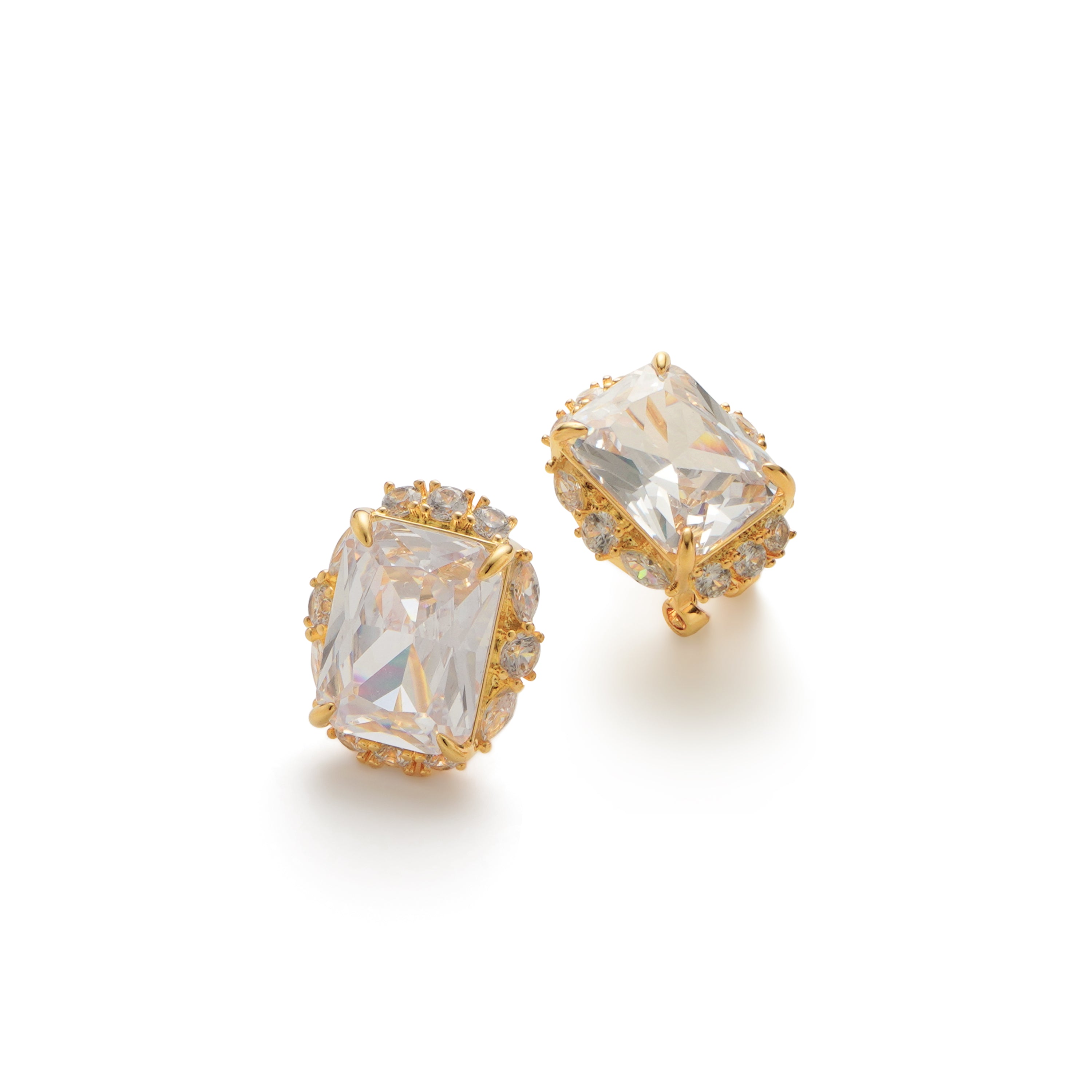 RSNY Princess Square Earrings - RSNY R2113B 铜镀金/银耳针 约18*22*8mm 时尚感几何造型/精选优质仿钻石/轻量化品牌工艺/高韧性弹簧耳扣