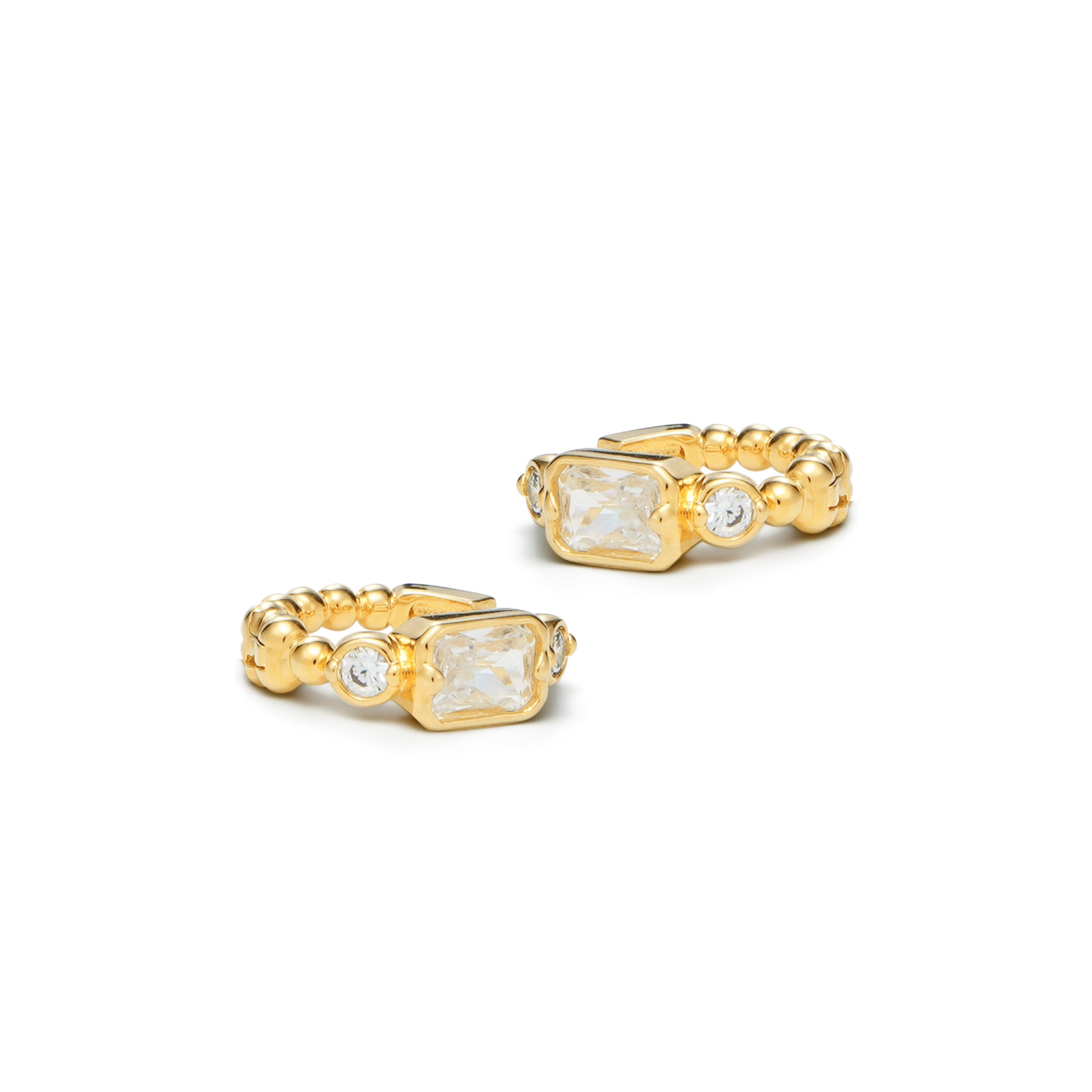 RSNY Redeen Diamond Earrings - RSNY R2103B 铜镀金/银耳针 约6*18*18mm 几何感切面造型/镜面级精工抛光/精致感细节处理/精选优质仿钻石