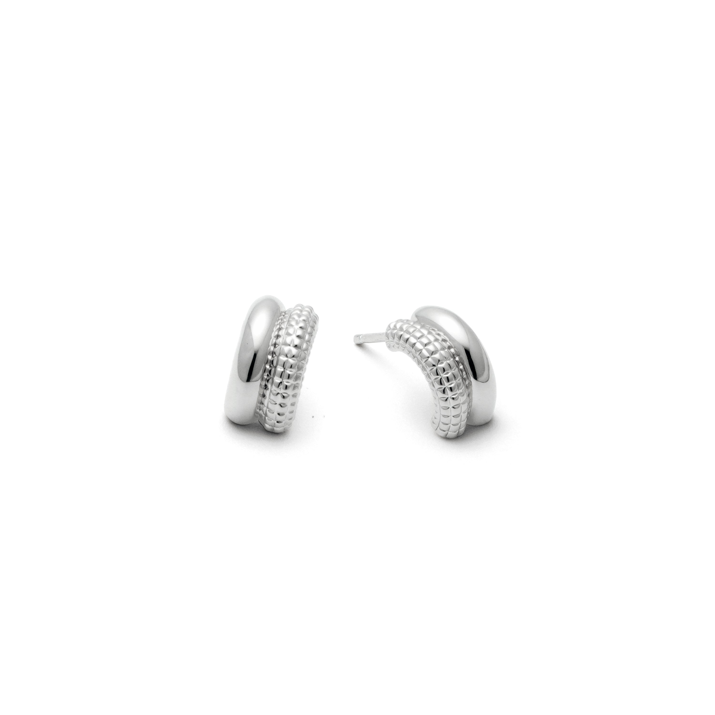 RSNY simple line earrings - RSNY R2052A Copper Rhodium Plated/S925 Tremella Needle/Brand Ear Plug Weight: 3.4g Size: 12 * 7 * 6mm Diamond pattern design elements/half-section geometric modeling/sterling silver high-quality ear needles/mirror-grade precision polishing/lightweight brand craftsmanship