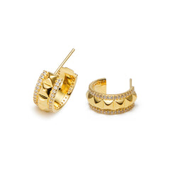 RSNY diamond pattern earrings - RSNY R2098B 铜镀金/银耳针 约7*15*16mm 钻石级精巧切面/四分之三圈耳环/纯手工镶嵌技艺/精致感细节处理