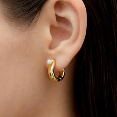 RSNY simple pearl earrings - RSNY R2110B 铜镀金/银耳针 约5*18*20mm 通勤款几何造型/优选精品级贝珠/微厚重精巧质感/镜面级精工抛光