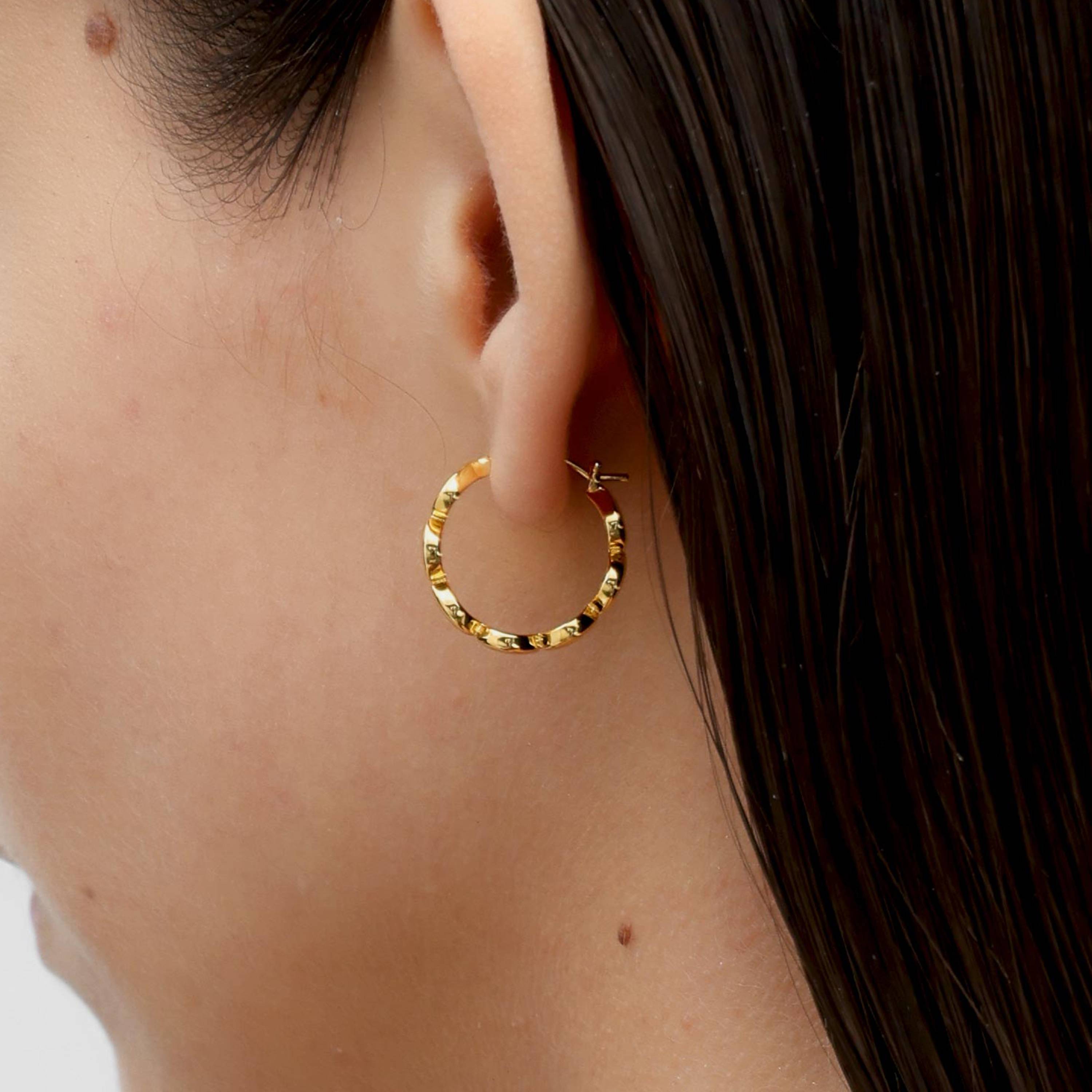 RSNY simple styling earrings - RSNY R2105B 铜镀金/银耳针 约19*6*19mm 时尚绕圈纹设计/镜面级精工抛光/轻量化品牌工艺/纯银高品质耳针