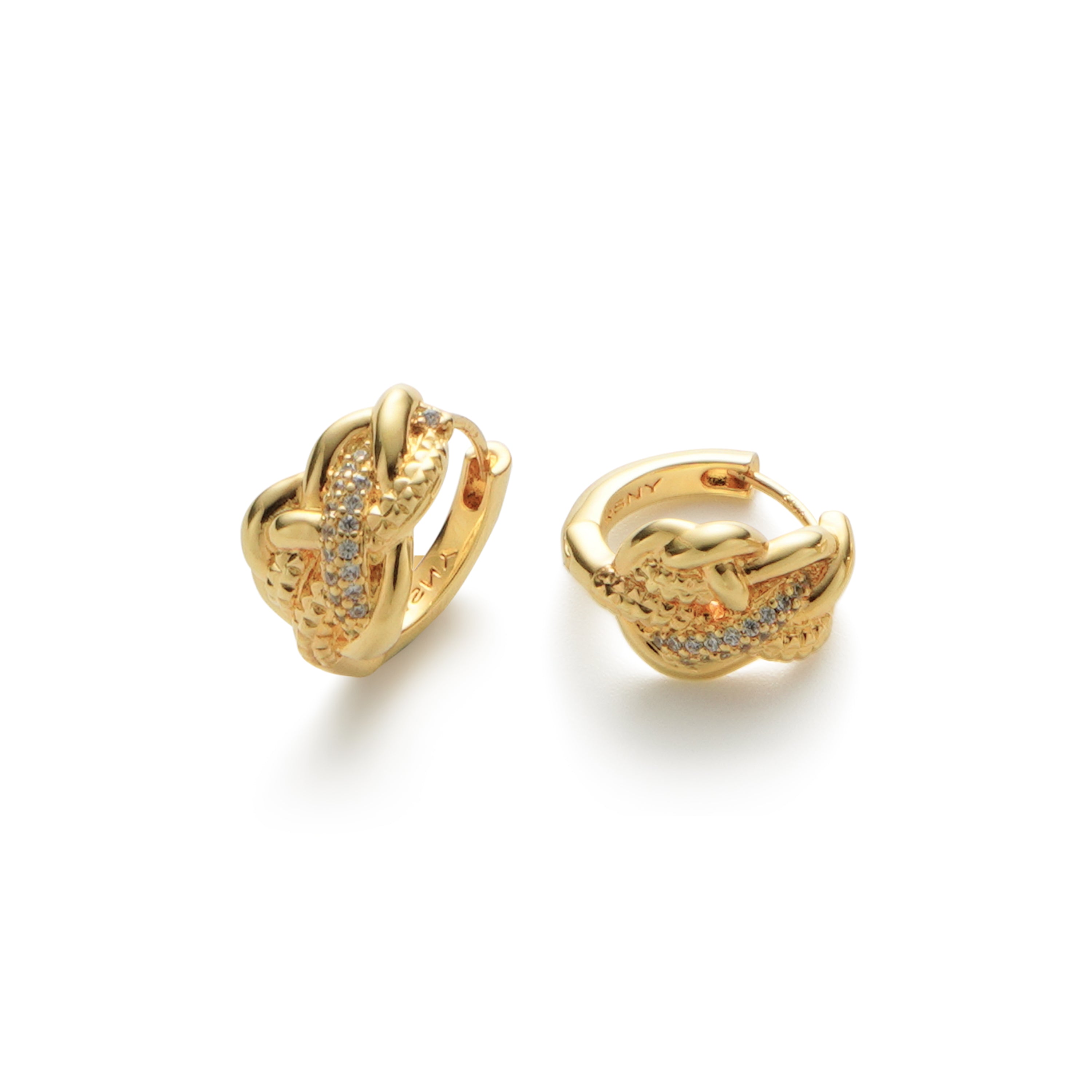 RSNY line shape earrings - RSNY R2108B 铜镀金/银耳针 约10*15*16mm 几何缠绕感元素/纯手工镶嵌技艺/马蹄环几何造型/纯银高品质耳针