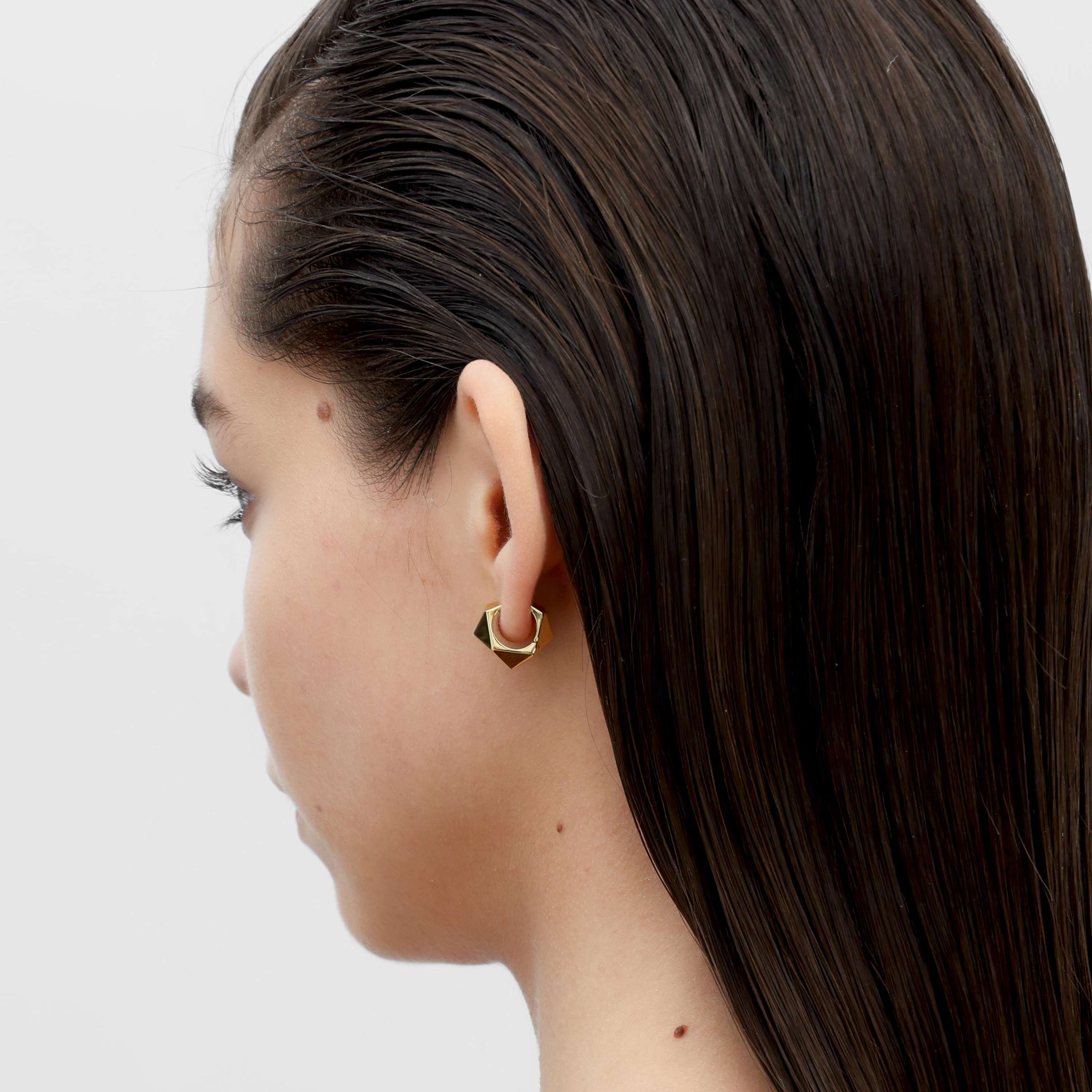 RSNY irregular diamond cut earrings - RSNY R2161B 铜镀金/银耳针 约12*15*18mm 钻石型设计元素/几何感切面造型/镜面级精工抛光/纯银高品质耳针