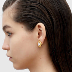 RSNY Roman Styling Earrings - RSNY R2118B 铜镀金/银耳针 约18*18*7mm 时尚绕圈纹设计/时尚感几何造型/精选优质仿钻石/高韧性弹簧耳扣