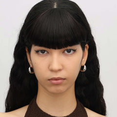 RSNY simple line earrings - RSNY R2123A 铜镀铑/银耳针 约10*21*21mm 立体感几何设计/镜面级精工抛光/精选优质仿钻石/纯银高品质耳针