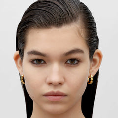 RSNY simple styling earrings - RSNY R2105B 铜镀金/银耳针 约19*6*19mm 时尚绕圈纹设计/镜面级精工抛光/轻量化品牌工艺/纯银高品质耳针