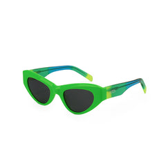 RSNY Dazzling SOFT Cat Eye Sunglasses - RSNY ·MJ0011D · Plate/nylon lenses · Frame width 145.7mm/temple length 145mm · Lens width 50mm/height 36.5mm · Unisex triangle cat glasses frame design/0 touch metal logo/widened temple is more comfortable to wear/fluorescent green frame and colorful gradual change color temple mix and match color matching