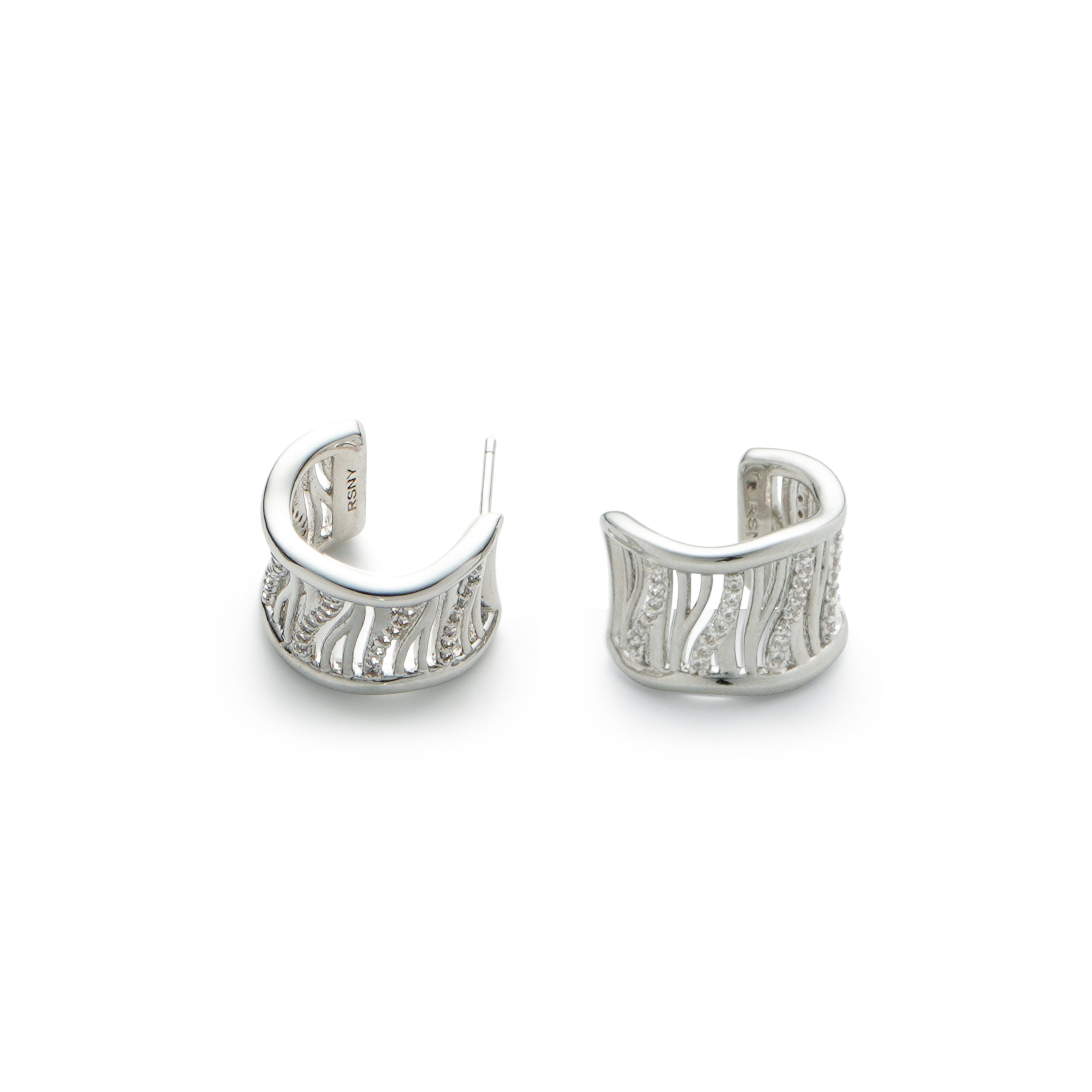 RSNY simple line earrings - RSNY R2124A 铜镀金/银耳针 约12*16*16mm 几何缠绕感元素/通勤款几何造型/镜面级精工抛光/轻量化品牌工艺