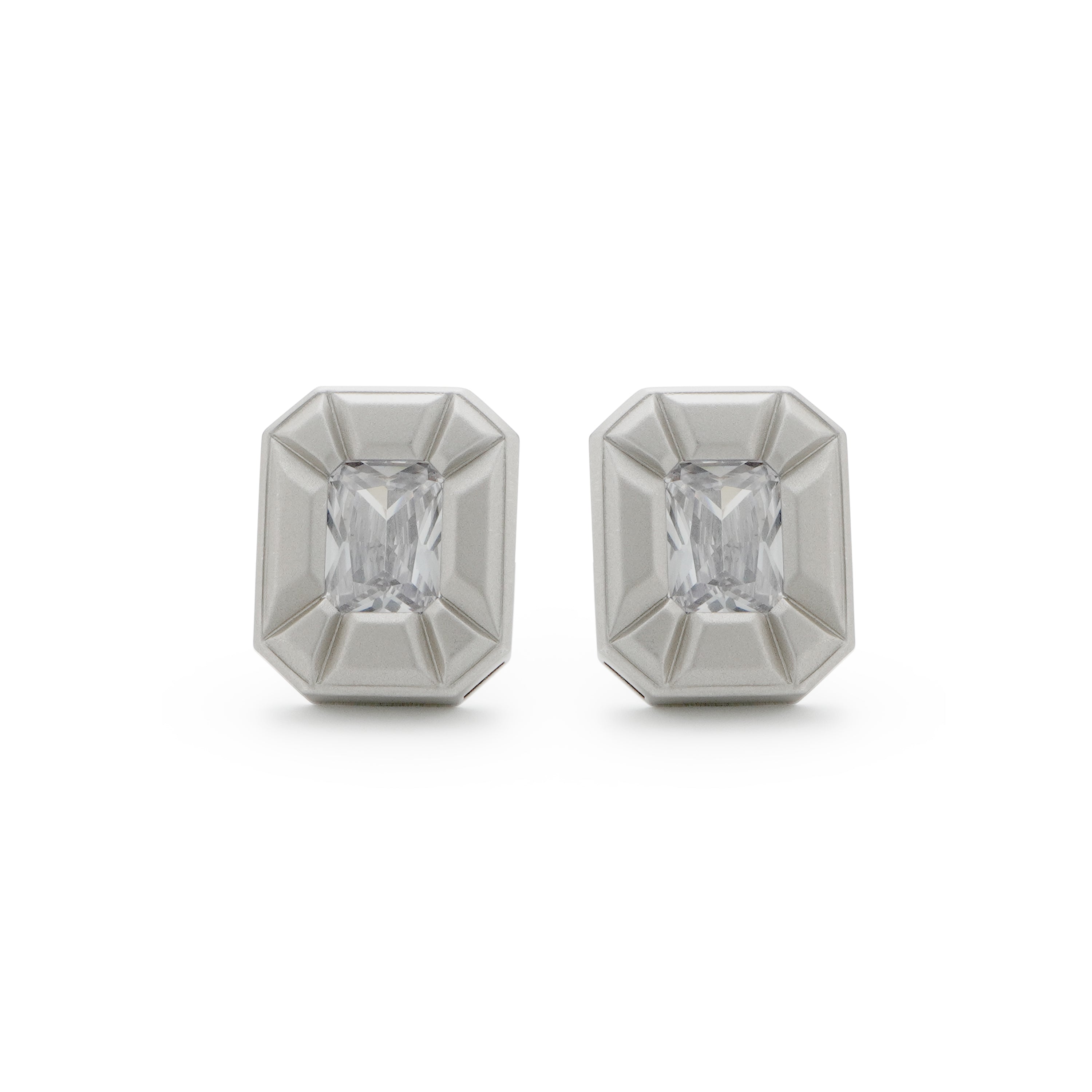 RSNY Redeen styling earrings - RSNY R2007 copper rhodium-plated/Tremella needles, about 25 * 38 * 7mm diamond-shaped design elements/geometric section shape/mirror-grade Seiko polishing/sterling silver high-quality ear needles