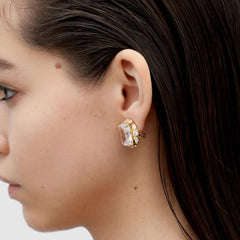 RSNY Princess Square Earrings - RSNY R2113B 铜镀金/银耳针 约18*22*8mm 时尚感几何造型/精选优质仿钻石/轻量化品牌工艺/高韧性弹簧耳扣