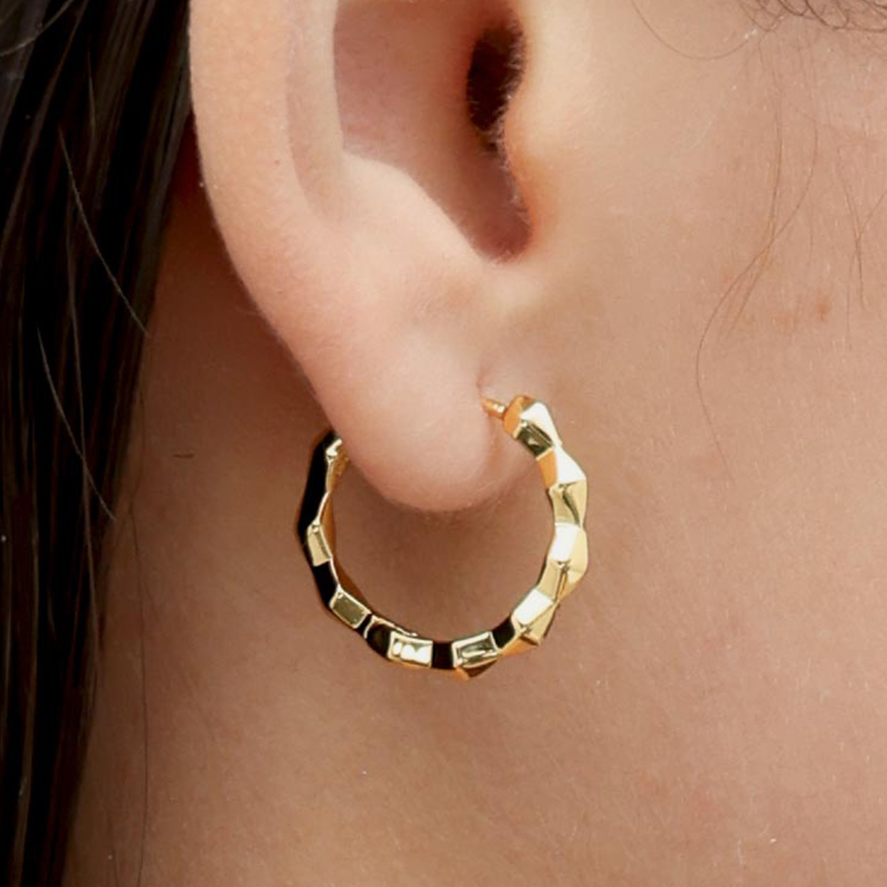 RSNY diamond cut earrings - RSNY R2171B 铜镀金/银耳针 约20*20*3mm 钻石型设计元素/几何感切面造型/镜面级精工抛光/纯银高品质耳针