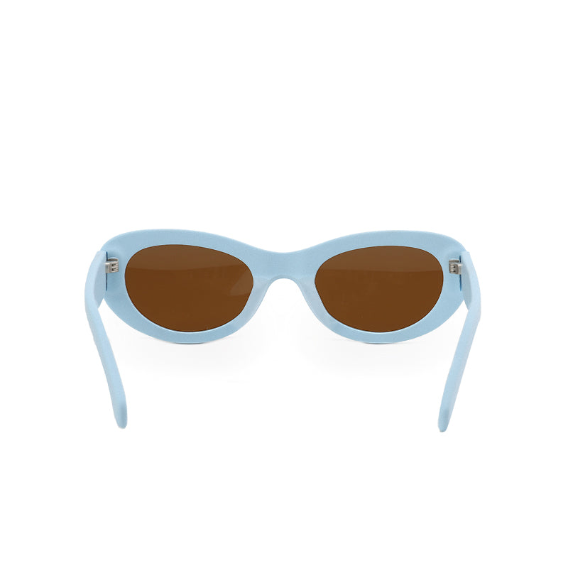 RSNY Moon OVAL Sunglasses - RSNY ·MJ0010D · Plate/nylon lenses · Frame width 145.7mm/temple length 145mm Lens width 51mm/height 34.9mm · Unisex moon art design/super touch matte plate/brand metal logo/fashionable milk blue color scheme