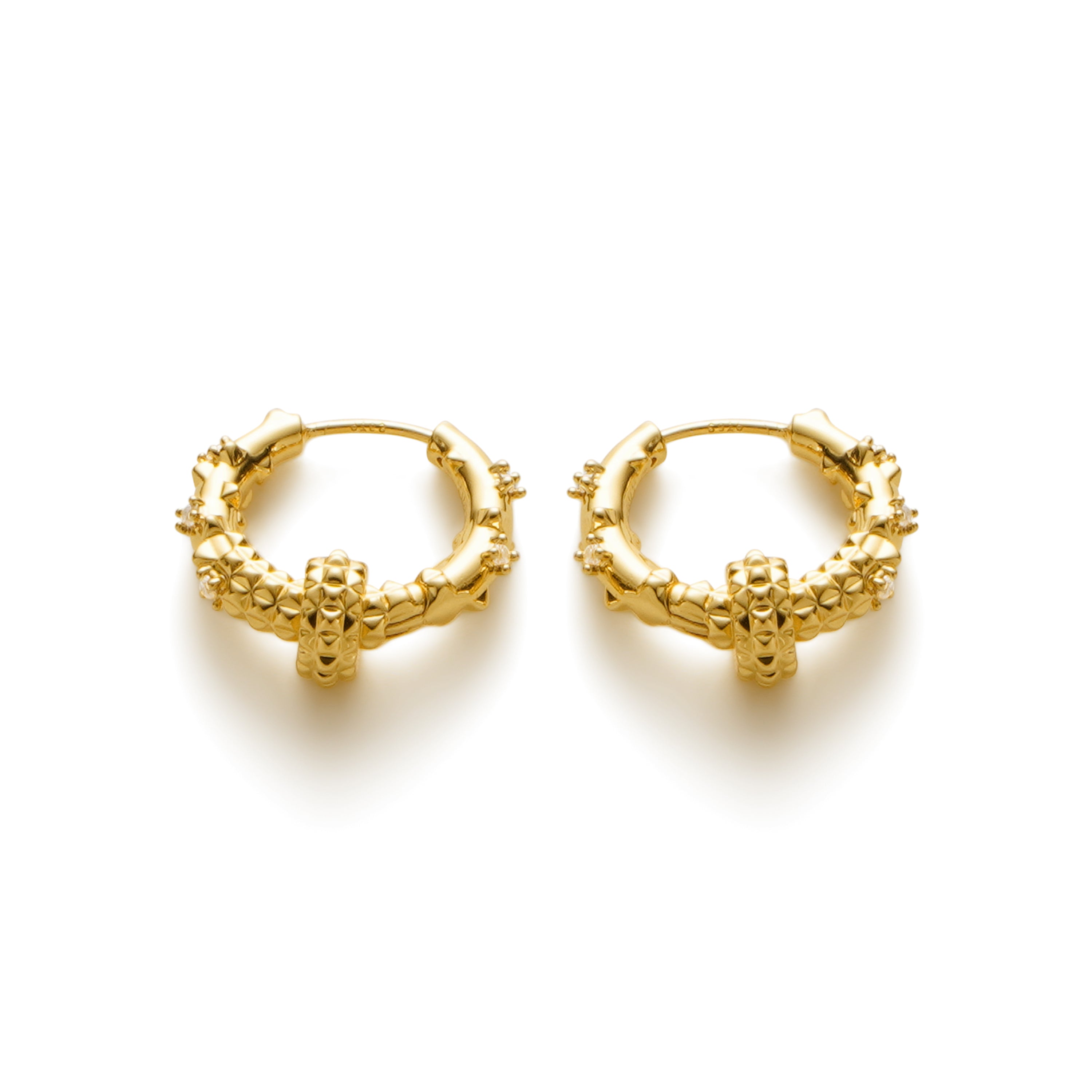 RSNY Diamond Textured Earrings - RSNY R2141B 铜镀金/银耳针 约8*20*20mm 钻石纹设计元素/时尚感几何造型/精选优质仿钻石/纯银高品质耳针