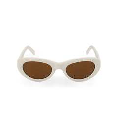 RSNY Moon OVAL Sunglasses - RSNY ·MJ0010B · Plate/nylon lenses · Frame width 145.7mm/temple length 145mm Lens width 51mm/height 34.9mm · Unisex moon art design/super touch matte plate/brand metal logo/fashionable milk white color scheme