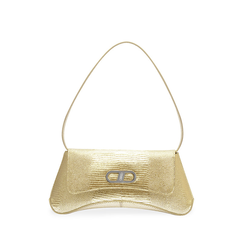 RSNY The Bridge Small Handbag - RSNY Bag body 260mm/115mm Shoulder strap 530mm/15mm First layer cowhide leather - lizard pattern/ELIZABETH technology leather blend fabric, stainless steel gold-plated brand decorative buckle