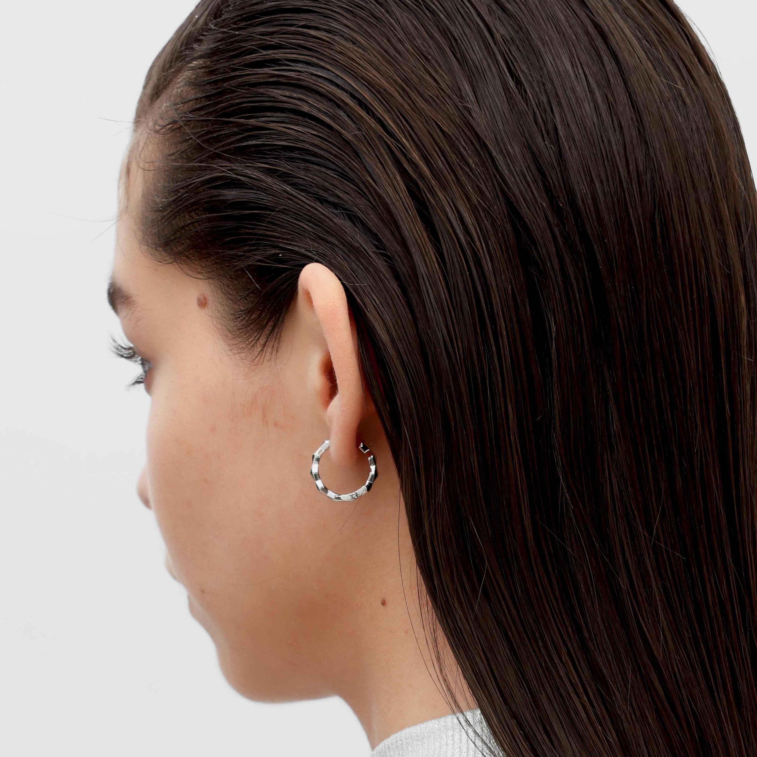 RSNY diamond cut earrings - RSNY R2171A 铜镀铑/银耳针 约20*20*3mm 钻石型设计元素/几何感切面造型/镜面级精工抛光/纯银高品质耳针