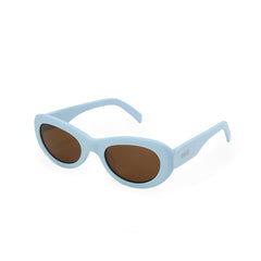 RSNY Moon OVAL Sunglasses - RSNY ·MJ0010D · Plate/nylon lenses · Frame width 145.7mm/temple length 145mm Lens width 51mm/height 34.9mm · Unisex moon art design/super touch matte plate/brand metal logo/fashionable milk blue color scheme