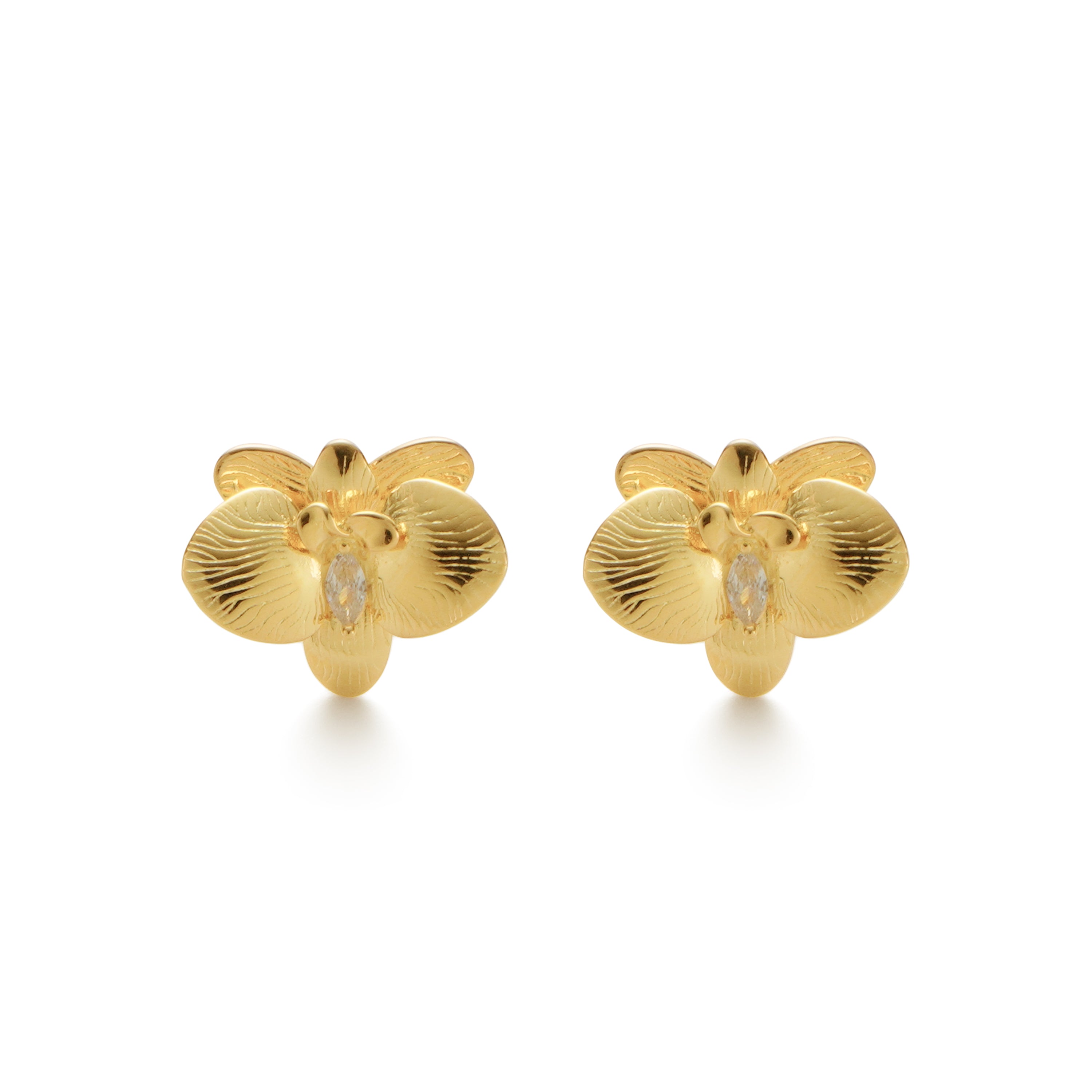 RSNY orchid stud earrings - RSNY R2114B 铜镀金/银耳针 约20*17*7mm 优雅感花朵元素/时尚感几何造型/纯银高品质耳针/纯手工精雕工艺