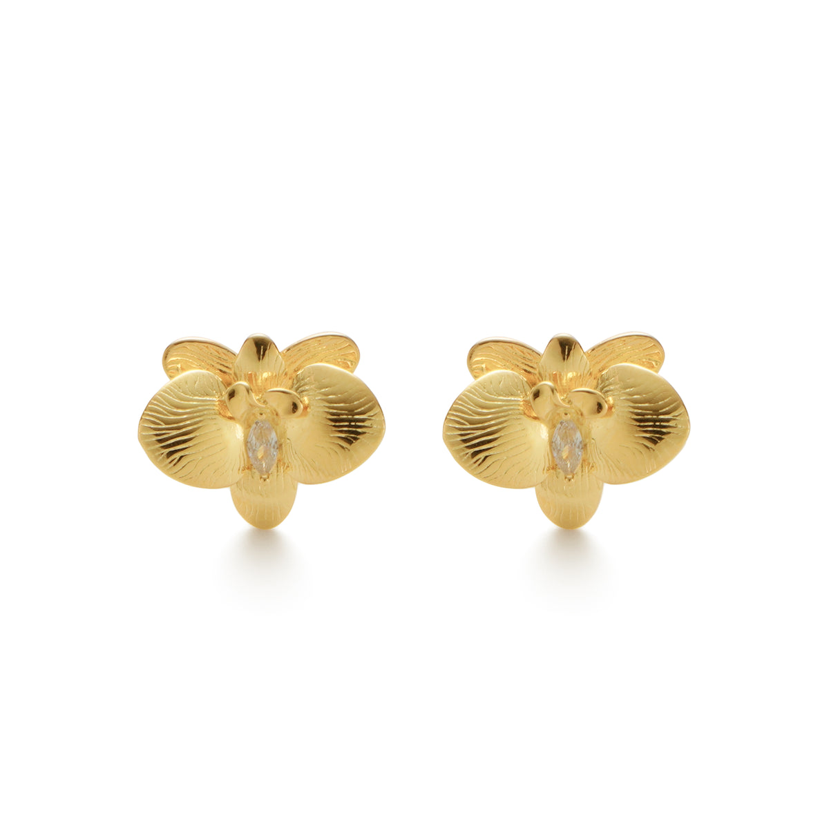 RSNY orchid stud earrings - RSNY R2114B 铜镀金/银耳针 约20*17*7mm 优雅感花朵元素/时尚感几何造型/纯银高品质耳针/纯手工精雕工艺