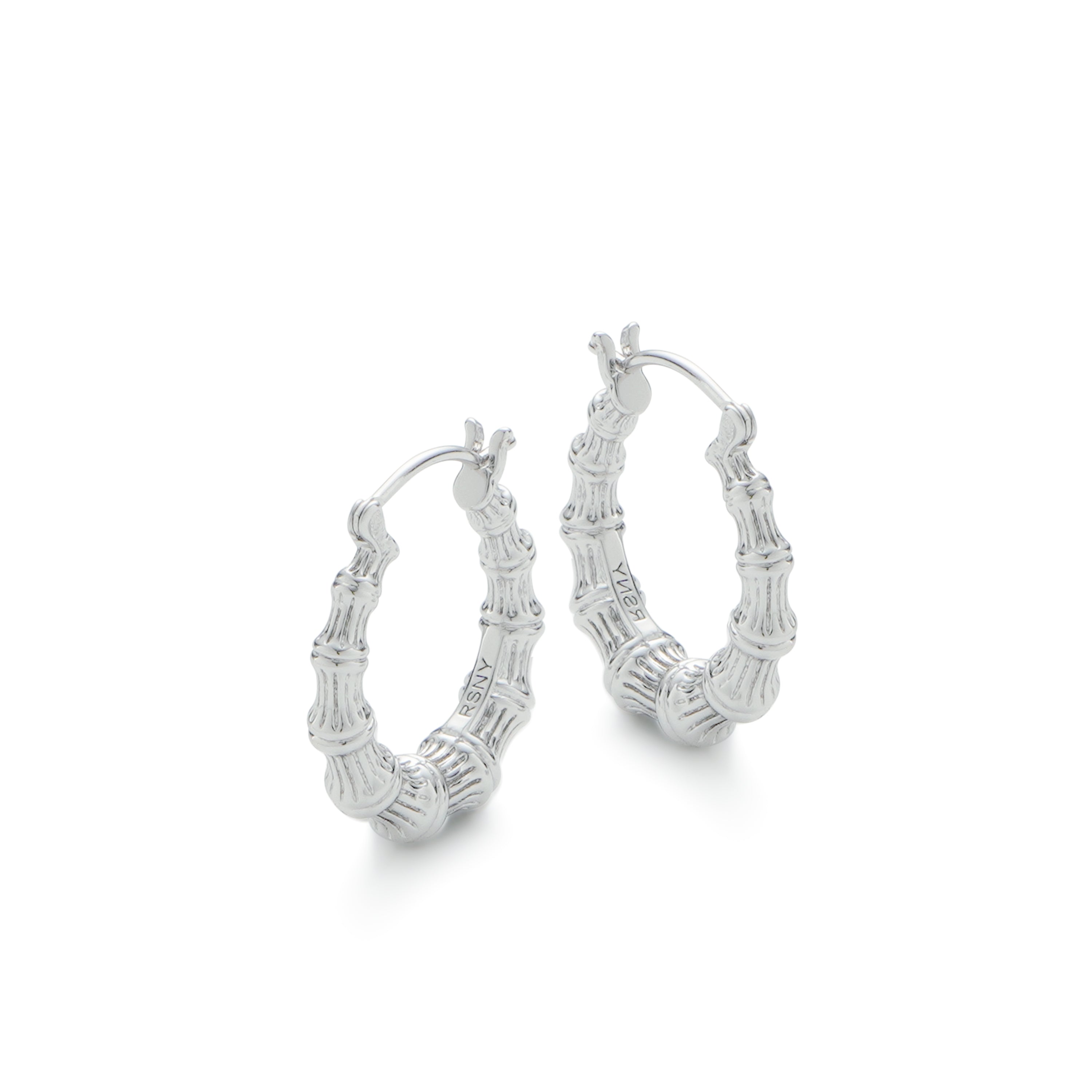 RSNY Roman style earrings - RSNY R2133A 铜镀铑/银耳针 约5*22*20mm 时尚绕圈纹设计/通勤款几何造型/纯手工精雕工艺/纯银高品质耳针