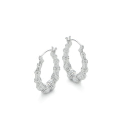 RSNY Roman style earrings - RSNY R2133A 铜镀铑/银耳针 约5*22*20mm 时尚绕圈纹设计/通勤款几何造型/纯手工精雕工艺/纯银高品质耳针