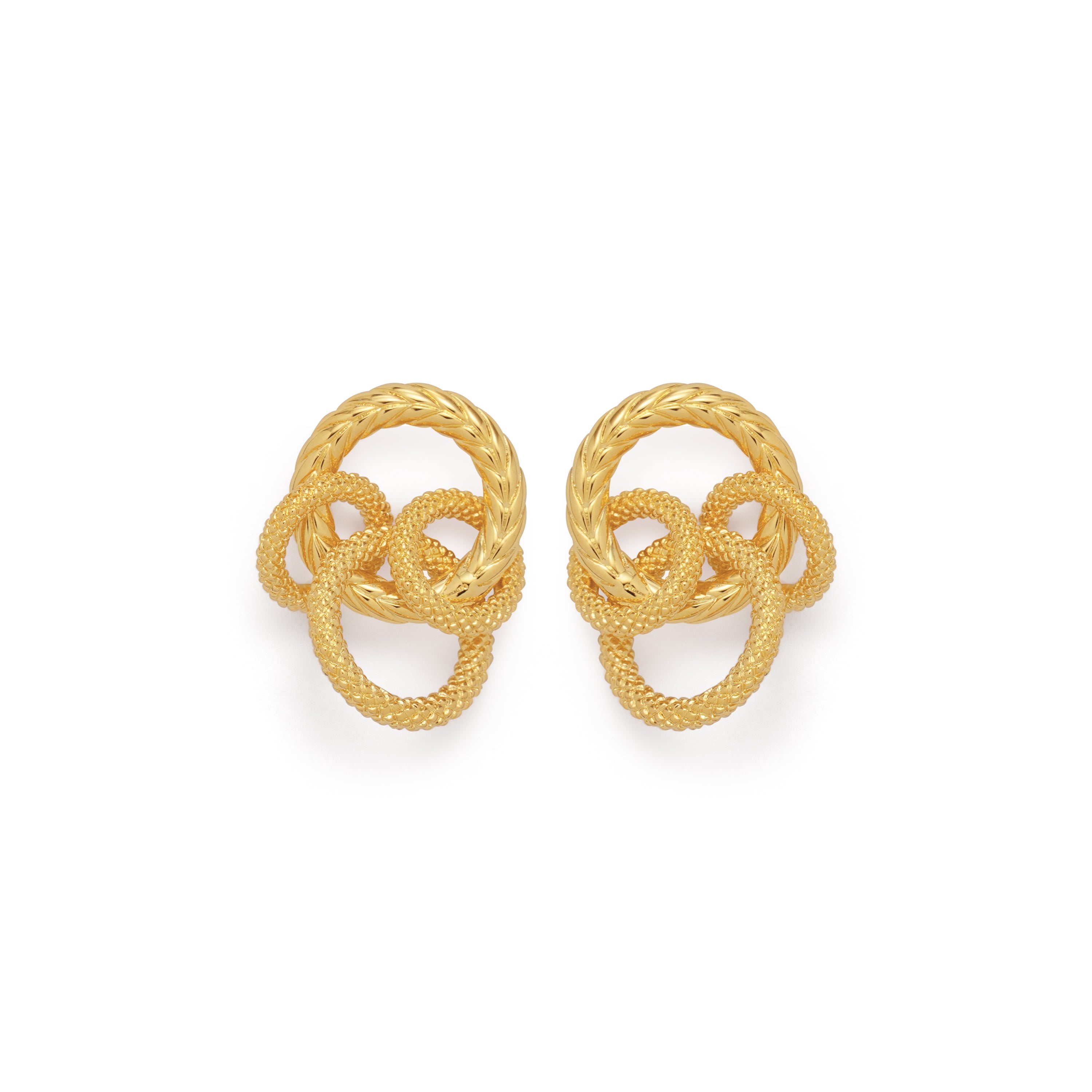 RSNY ring stud earrings - RSNY R2057B 铜镀金/银耳针约18*28*16mm 几何缠绕感元素/轻量化品牌工艺/精致感细节处理/纯银高品质耳针