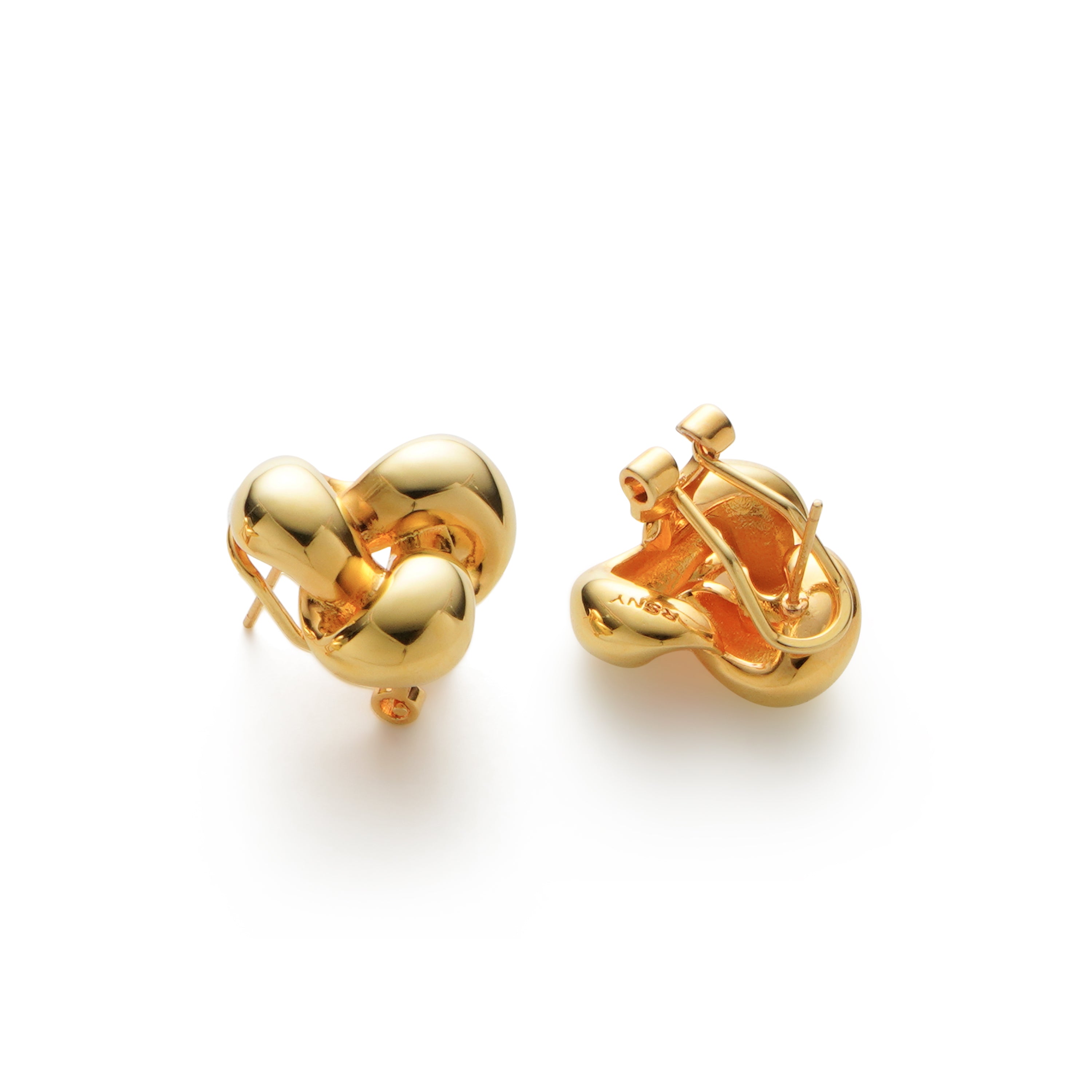 RSNY Geometric Stud Earrings - RSNY R2128B 铜镀金/银耳针 约20*19*8mm 几何缠绕感元素/交错环几何造型/轻量化品牌工艺/高韧性弹簧耳扣