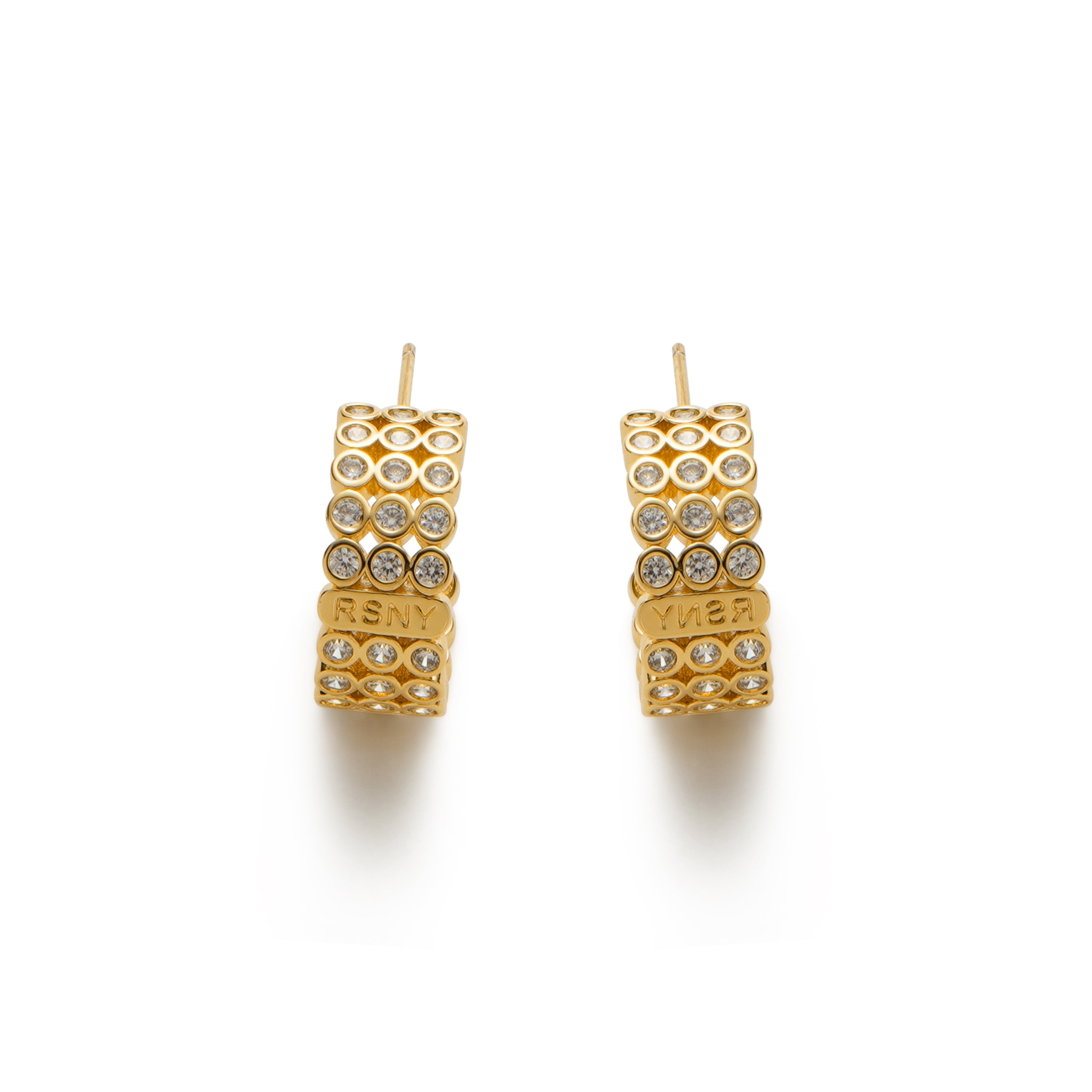 RSNY diamond shaped earrings - RSNY 1789W 铜镀金/银耳针 约8*18*18mm 钻石级精巧切面/纯银高品质耳针/高韧性弹簧耳扣/轻量化品牌工艺