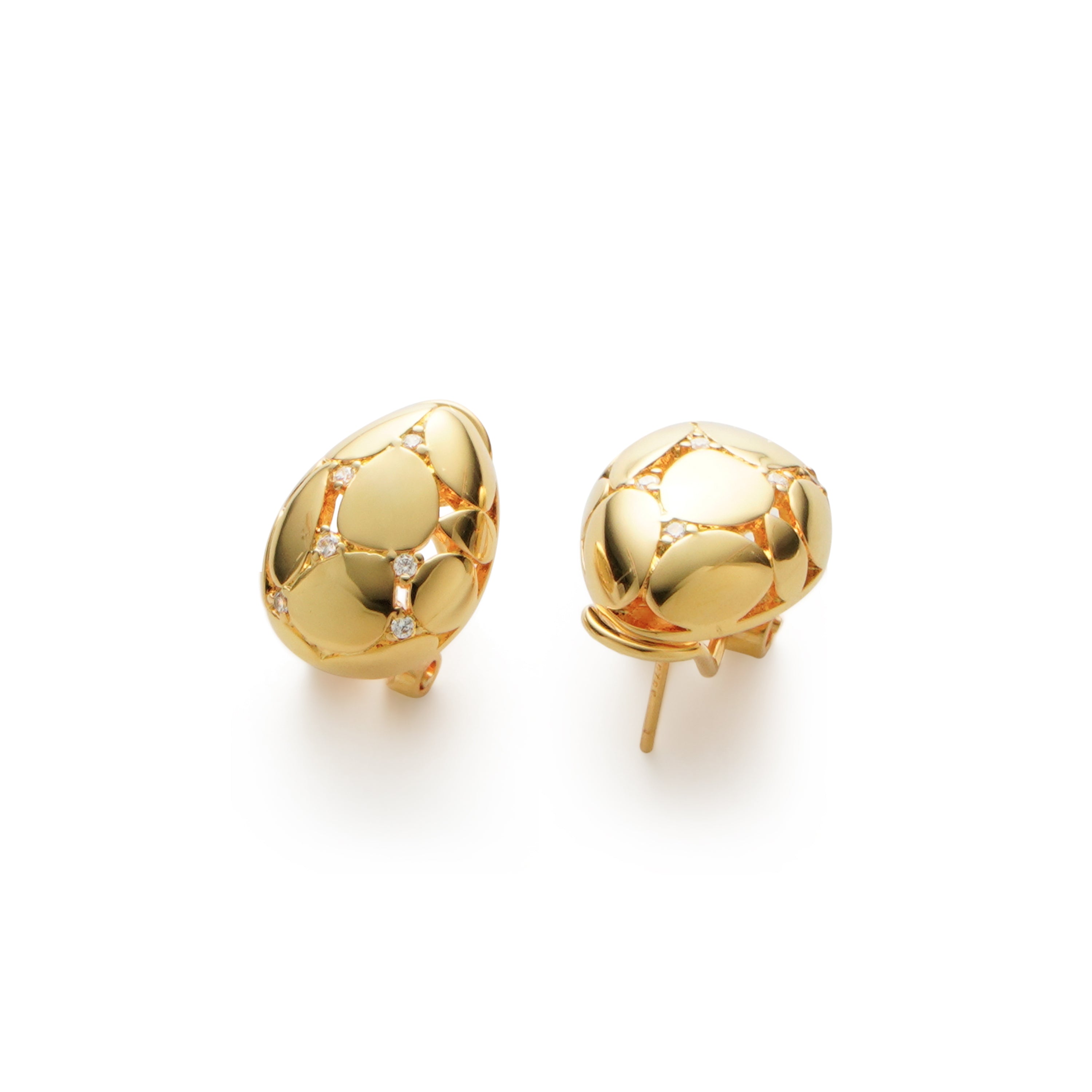 RSNY Diamond Stud Earrings - RSNY R2127B 铜镀金/银耳针 约14*19*7mm 钻石型设计元素/通勤款几何造型/精致感细节处理/纯手工镶嵌技艺
