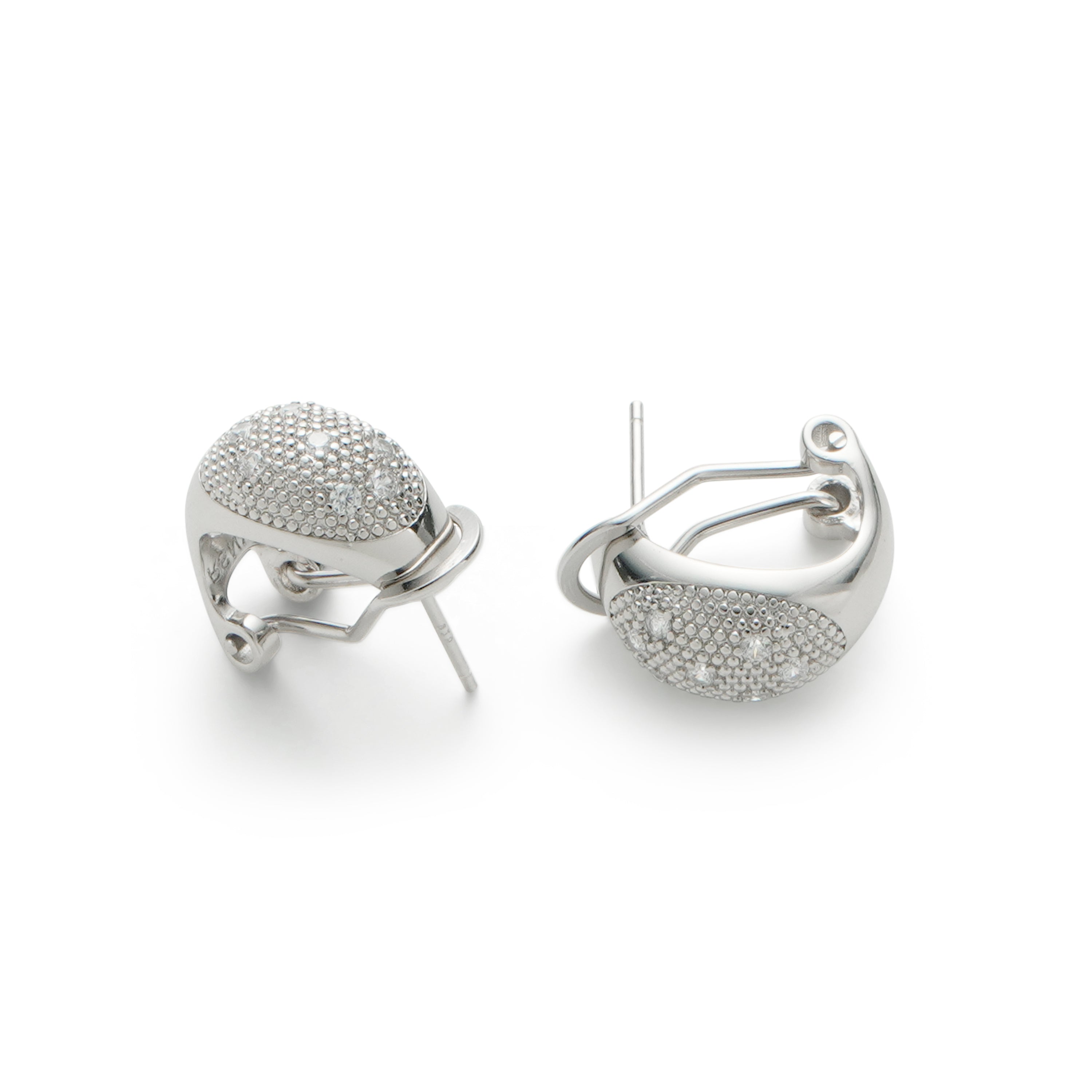 RSNY Geometric Earrings - RSNY R2182A 铜镀铑/银耳针 约18*10*10mm 钻石纹设计元素/几何感切面造型/纯银高品质耳针/精巧感开合设计