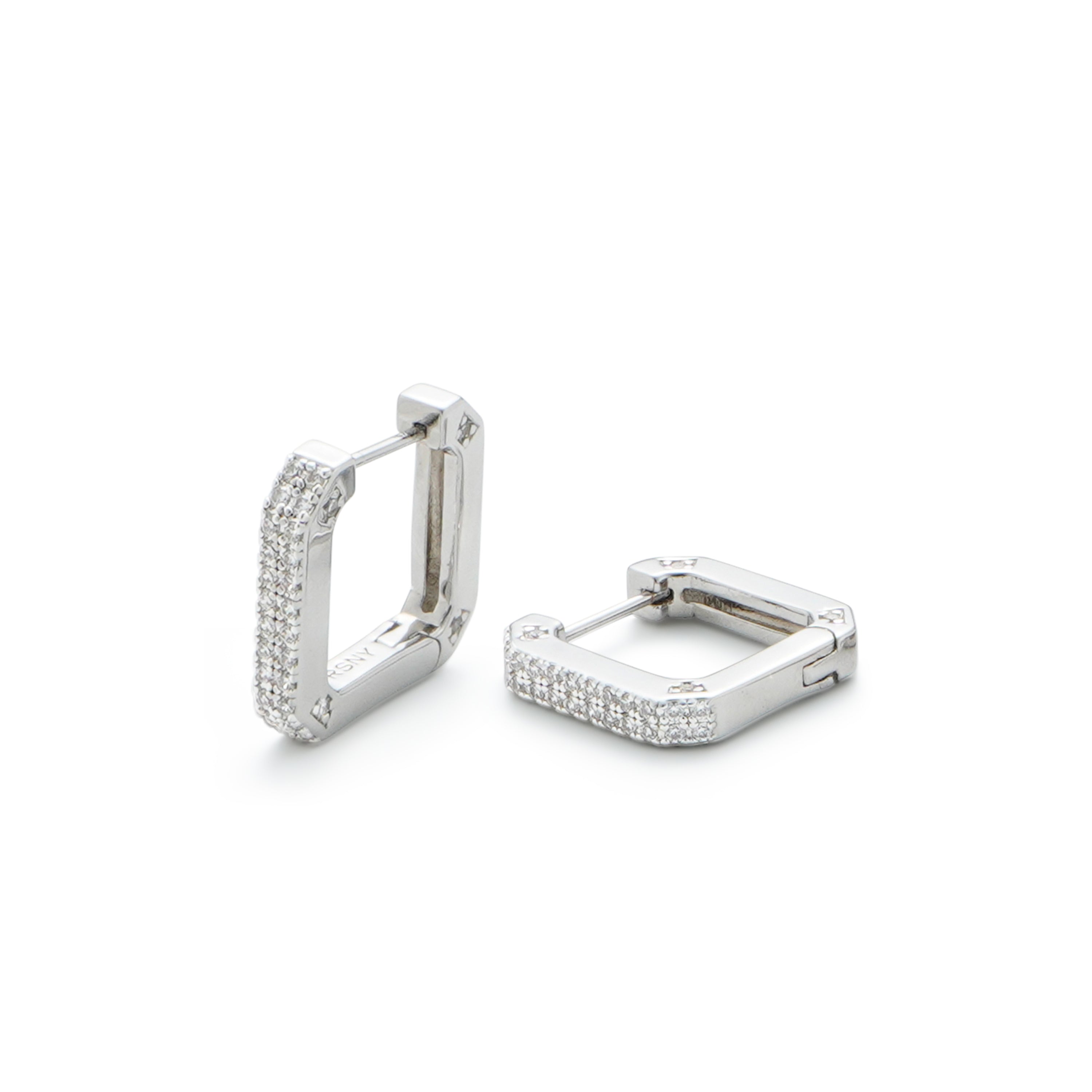 RSNY Redeen Diamond Earrings - RSNY R2101A Copper Rhodium Plated/Tremella Needle Size: 3 * 17 * 17mm Diamond grade delicate cut/mirror grade precision polishing/delicate detail processing/exquisite opening and closing design