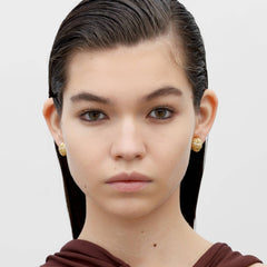 RSNY Roman Styling Earrings - RSNY R2122B 铜镀金/银耳针 约12*17*18mm 钻石纹设计元素/交错环几何造型/纯手工精雕工艺/高韧性弹簧耳扣