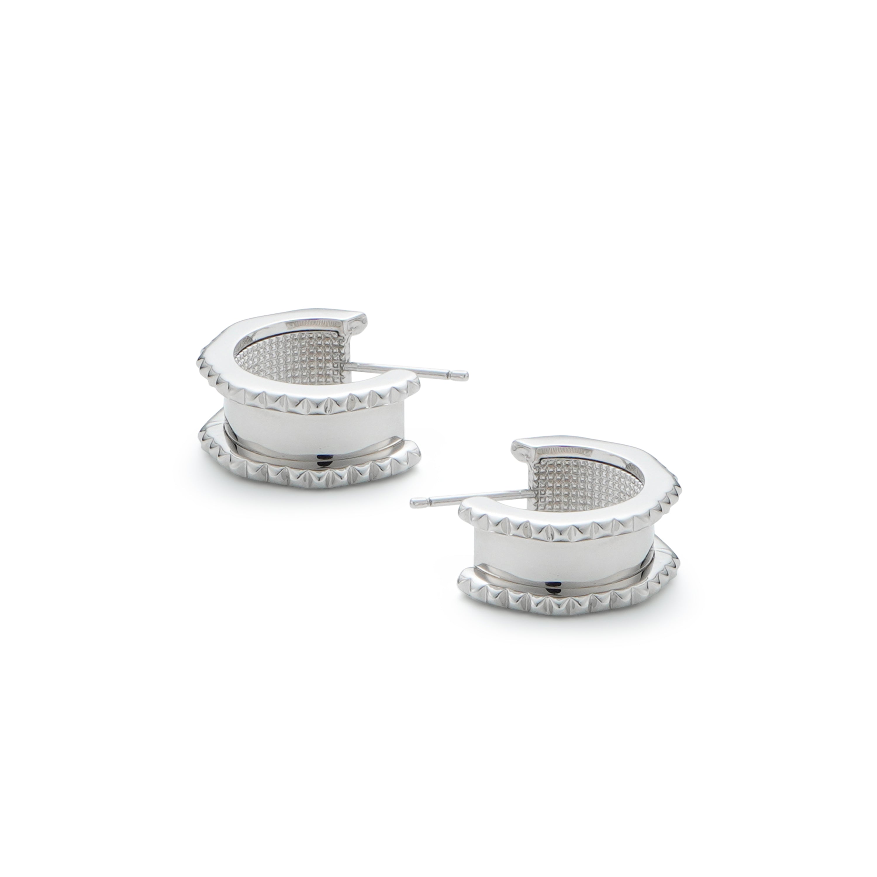 RSNY Diamond Line Earrings - RSNY R2047A Copper Rhodium Plated/S925 Tremella Needle Weight: 9g Size: 20 * 9 * 20mm geometric section modeling/micro-thick and delicate texture/sterling silver high-quality ear needles/mirror-grade Seiko polishing/lightweight brand craftsmanship